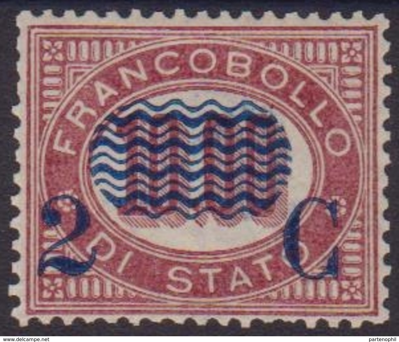 Italia Regno - 063** 1878 2 C. Su 10,00 Lacca N. 36, Ottimamente Centrato. Cert. Chiavarello. - Ongebruikt