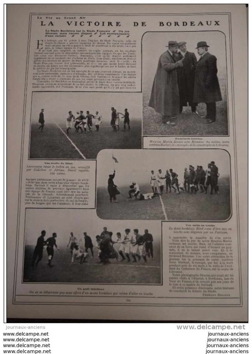 1908 L'AUTO MITRAILLEUSE AU MAROC - HENRY FARMAN - L'AERONAT VILLE DE PARIS A VERDUN - RUGBY BORDEAUX STADE