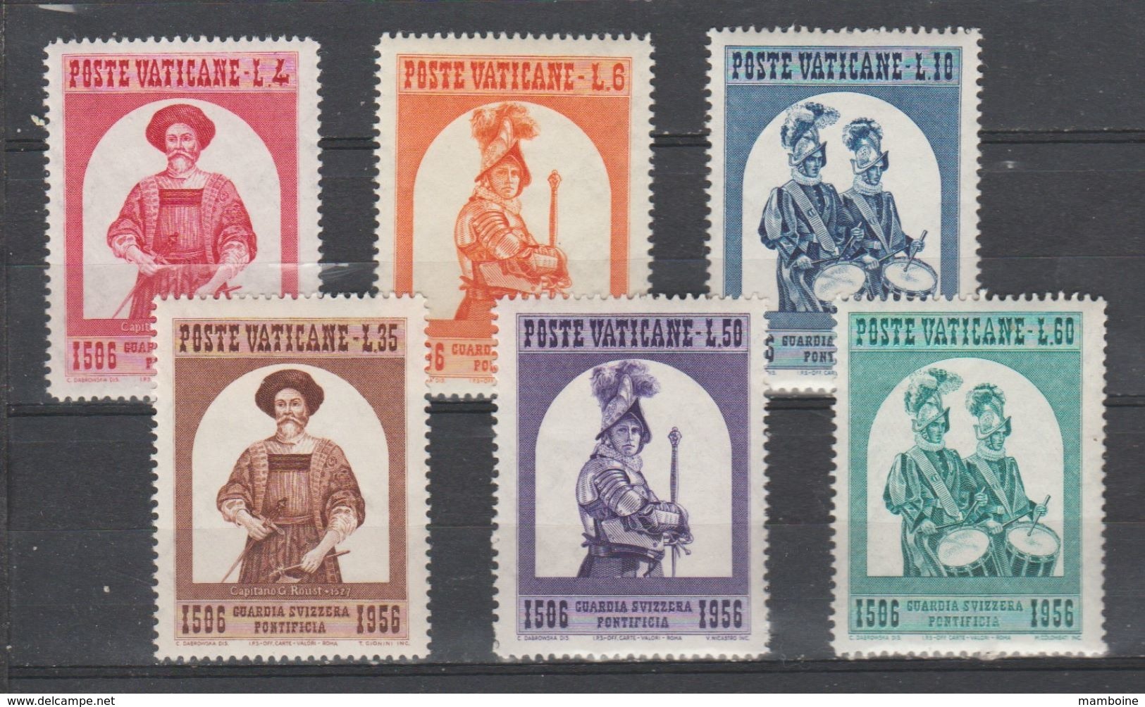 VATICAN  1956  N° 221 / 226  Neuf  X   (série Compléte) La Garde Suisse - Neufs