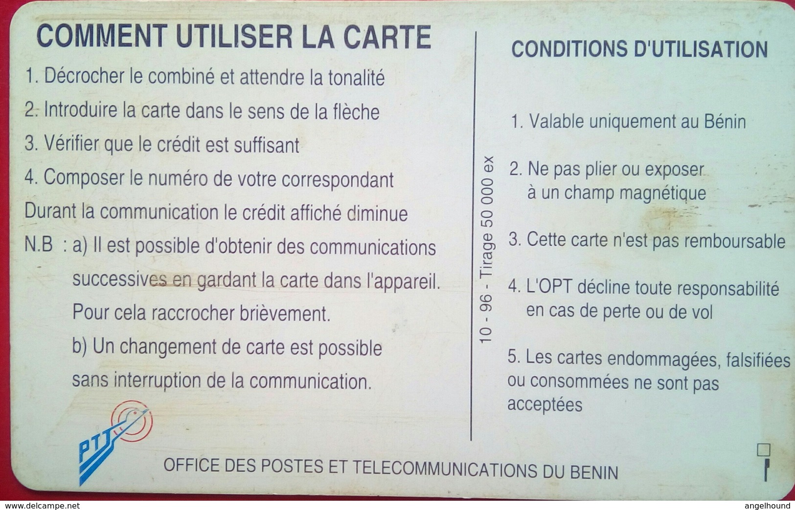 Benin Timetable 120 Units - Bénin