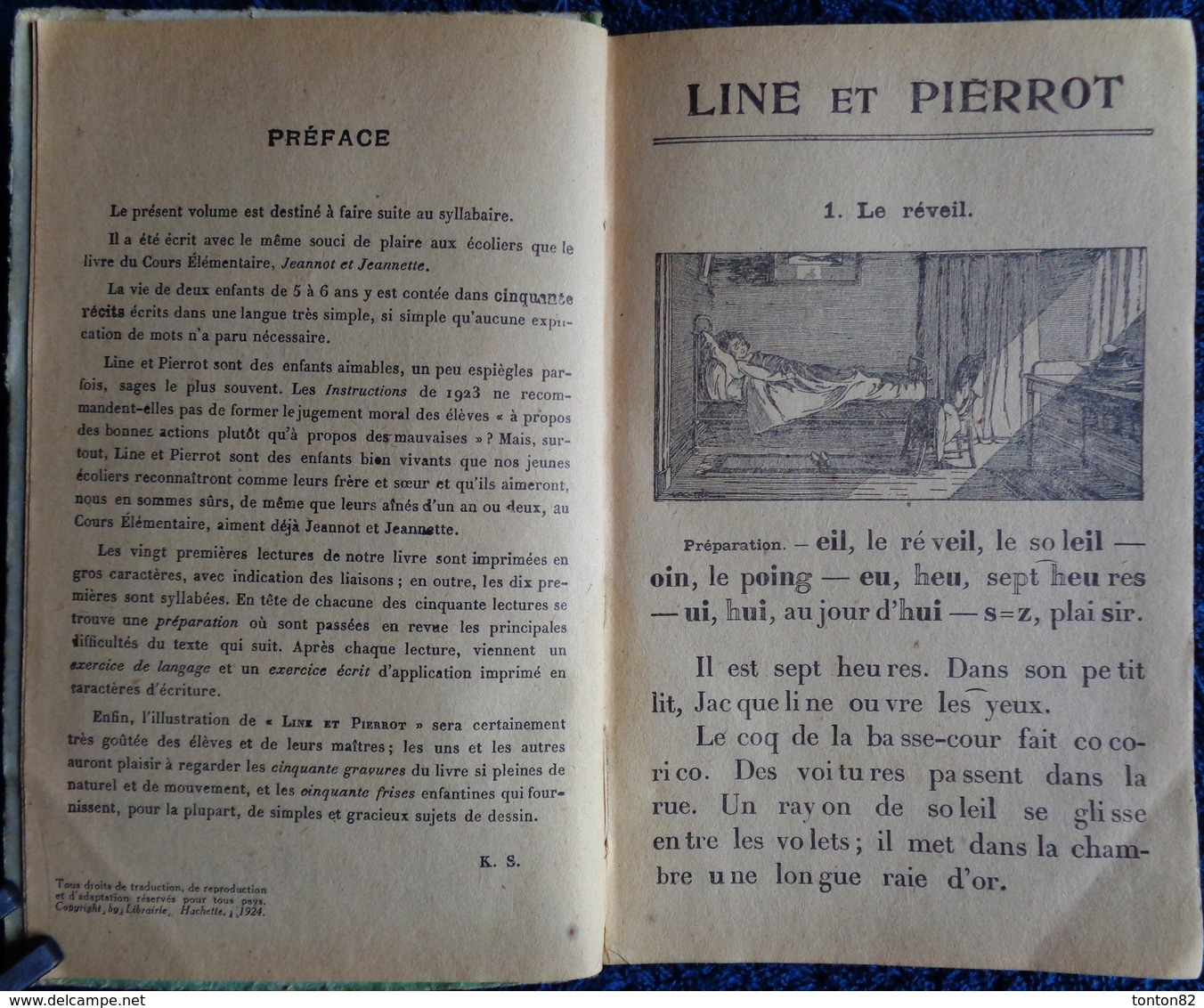 K. Seguin - LINE ET PIERROT - 1er Livre De Lecture Courante - Librairie Hachette - ( 1924 ) . - 6-12 Ans