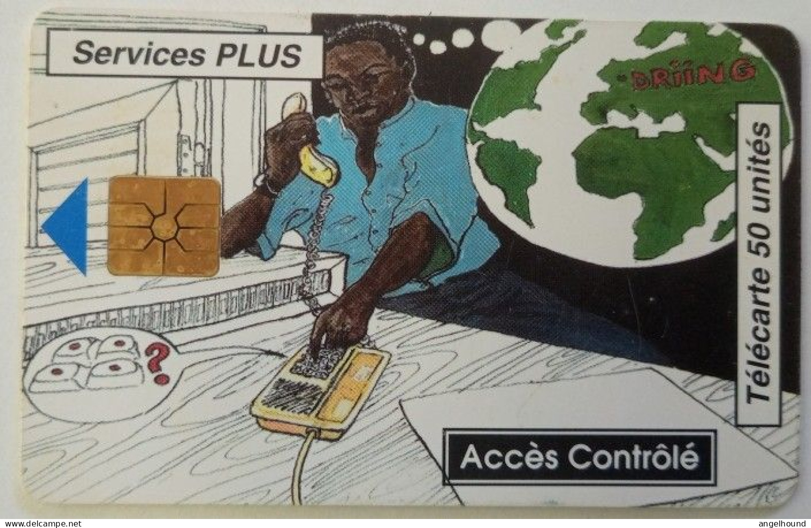 Benin 50 Units  Chip Card - Services Plus , Man Phoning 10/96 - Bénin
