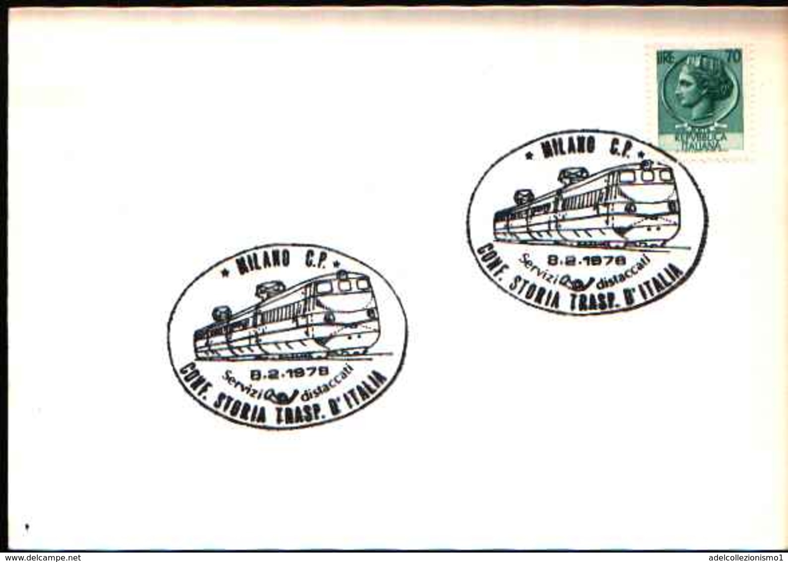 79521) Italia-cartolina Con 70 Lire Siracusana Con Annullo Speciale Treni- Conf. Storia Trasp. D'italia  8-2-1978 - Stamped Stationery