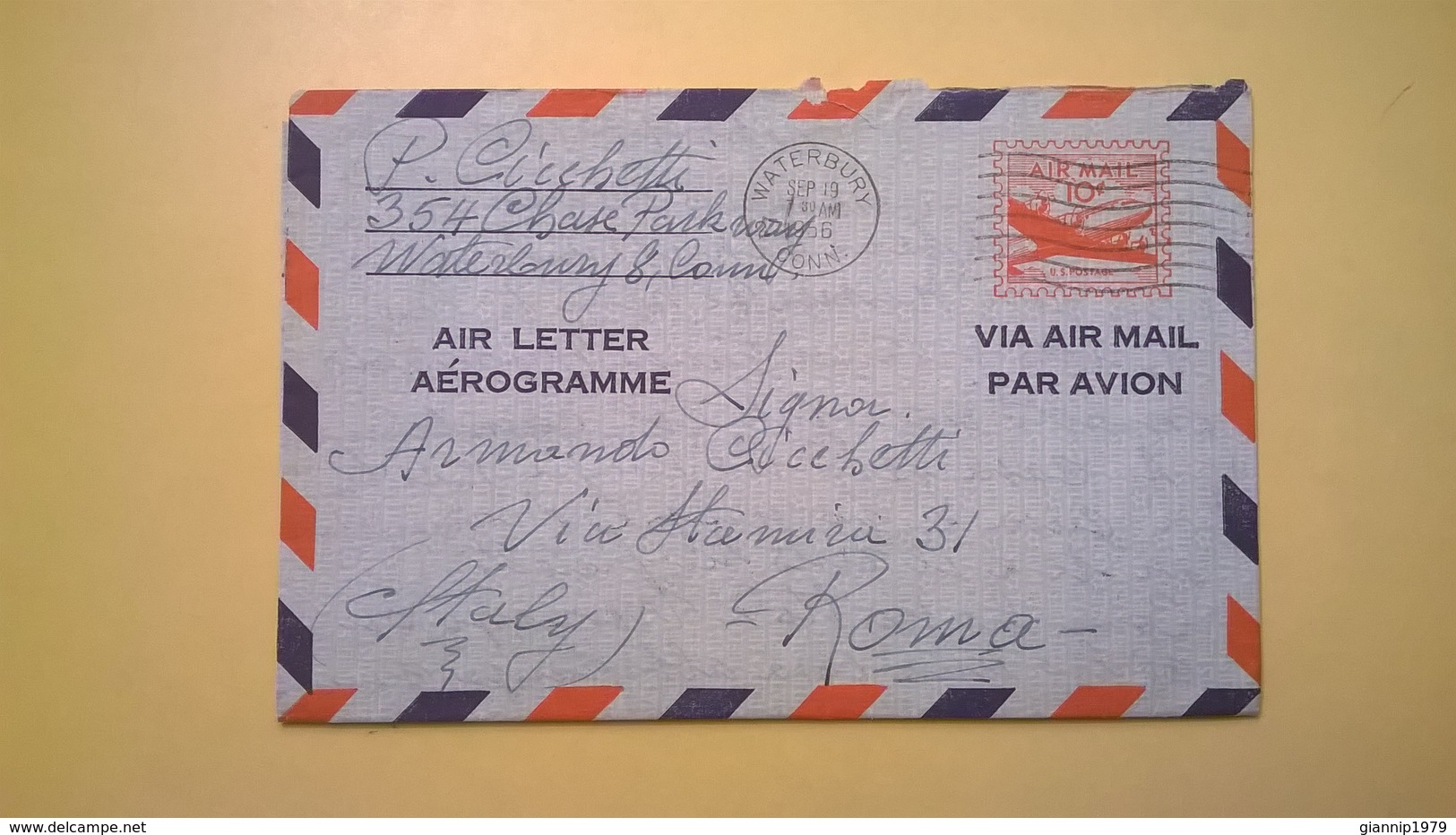 1956 BUSTA AEROGRAMME AEROGRAMMA AIR LETTER AIR MAIL ANNULLO LOS ANGELES PER ITALY - 1941-60