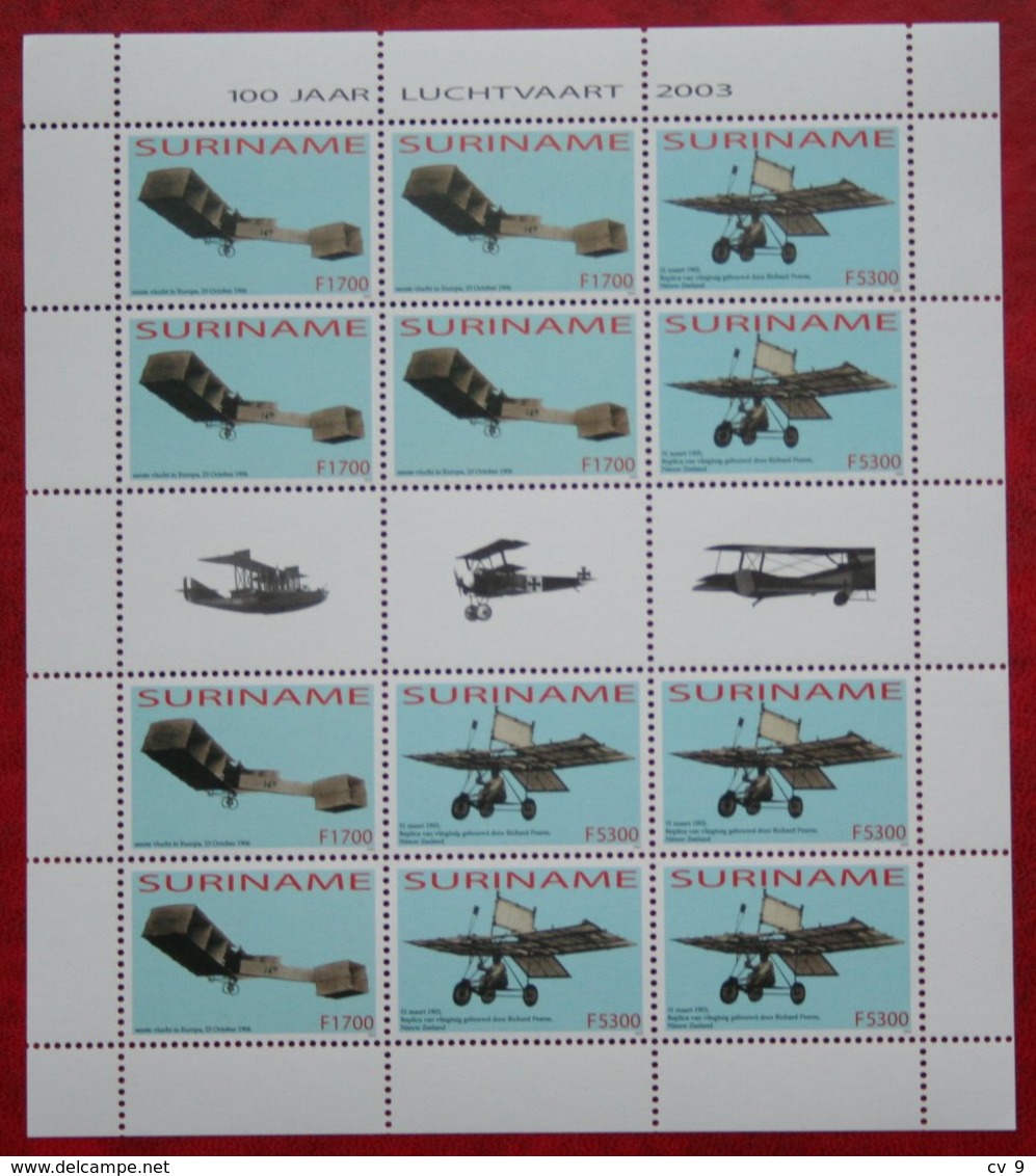 Surinam / Suriname 2003 Luchtvaart Plane Flugzeug Vliegtuig Complete Sheet (ZBL 1224-1225  Mi 1894-1895) POSTFRIS MNH ** - Surinam