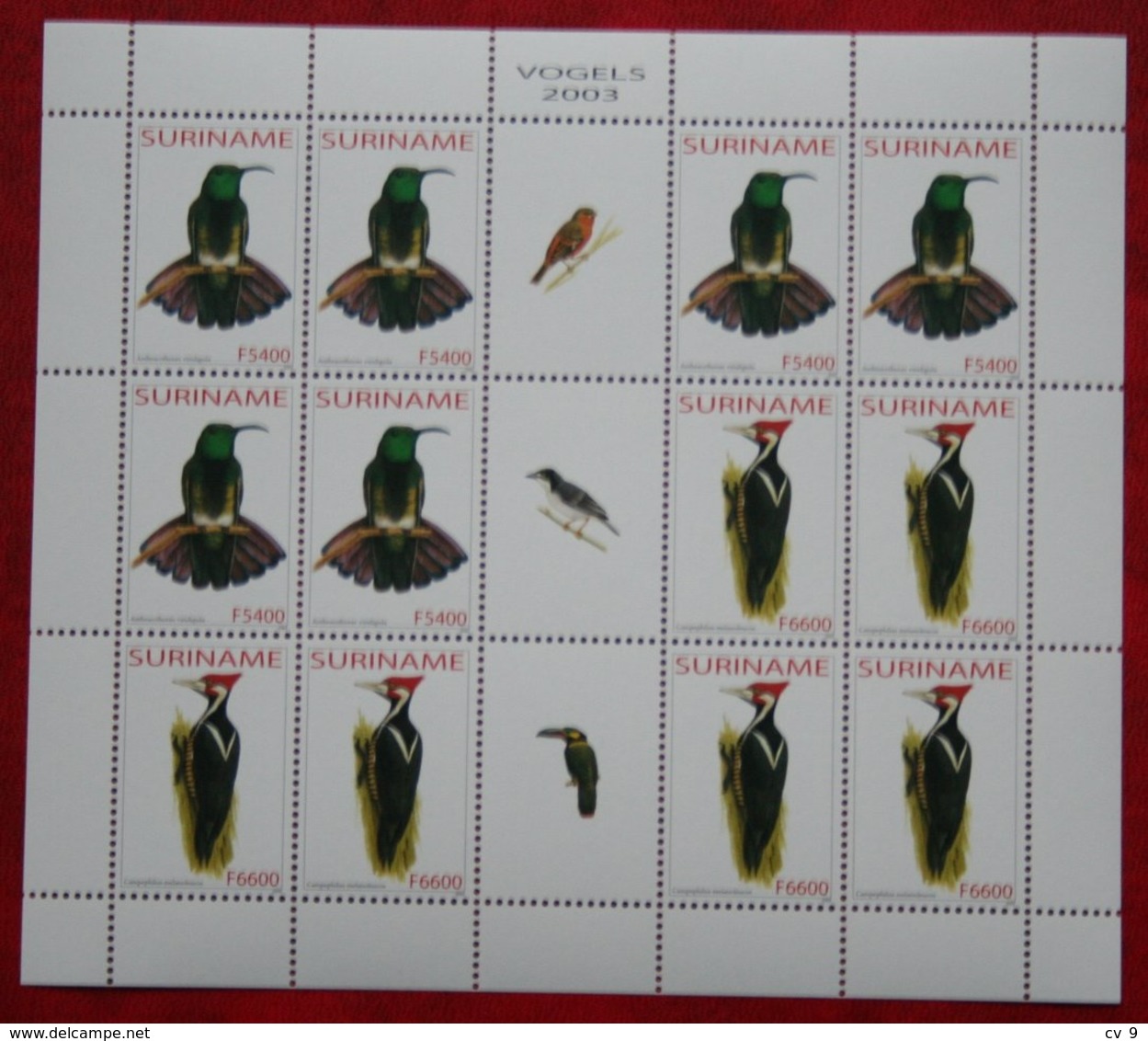 Surinam / Suriname 2003 Birds Vogels Oiseaux Pajaro Complete Sheet (ZBL 1211-1212 Mi 1894-1895) POSTFRIS / MNH ** - Suriname