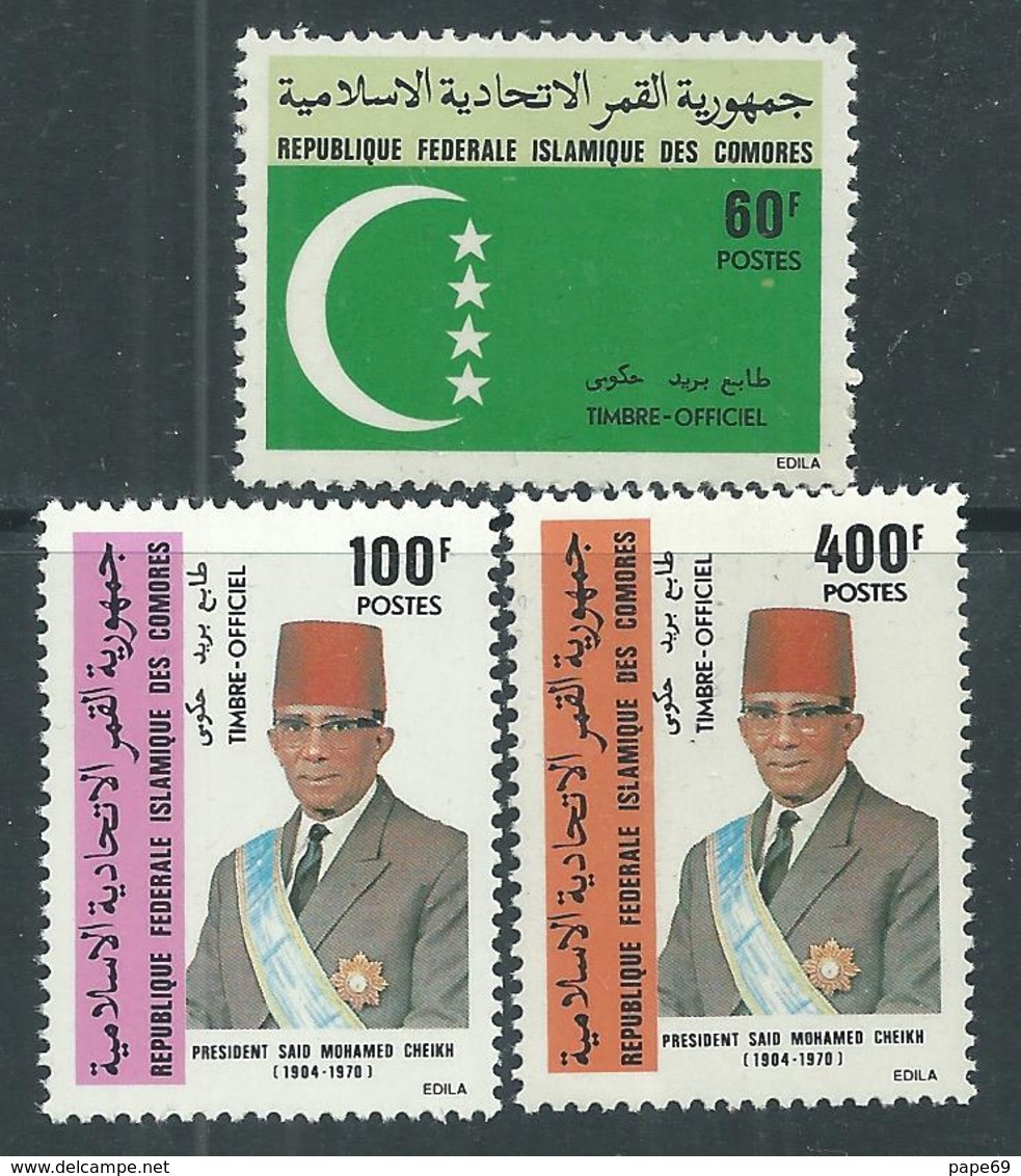 Comores Service N° 7 / 9 X  La Série Des 3 Valeurs Trace De Charnière Sinon TB - Comores (1975-...)