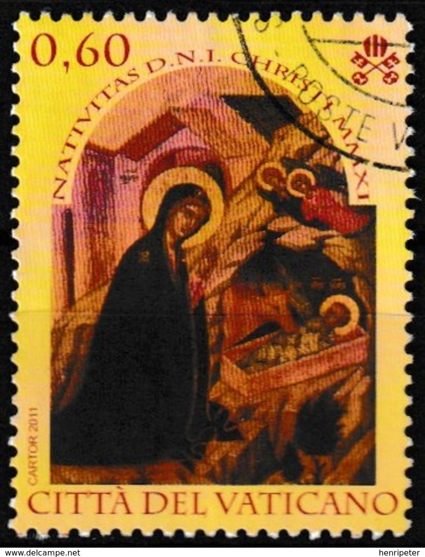 Timbre-poste Oblitéré - Noël Nativité Du Christ - N° 1581 (Yvert) - Cité Du Vatican 2011 - Oblitérés