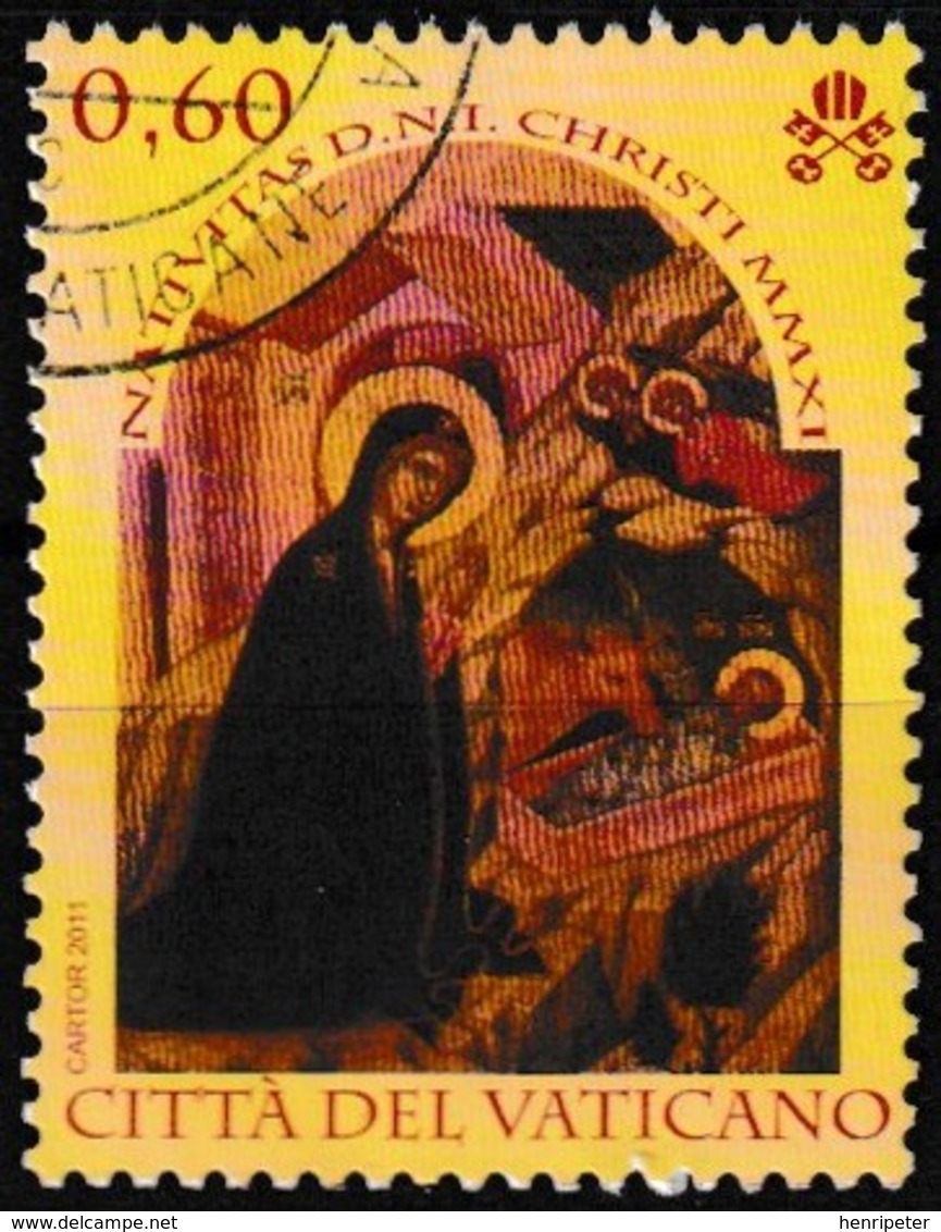 Timbre-poste Oblitéré - Noël Nativité Du Christ - N° 1581 (Yvert) - Cité Du Vatican 2011 - Oblitérés