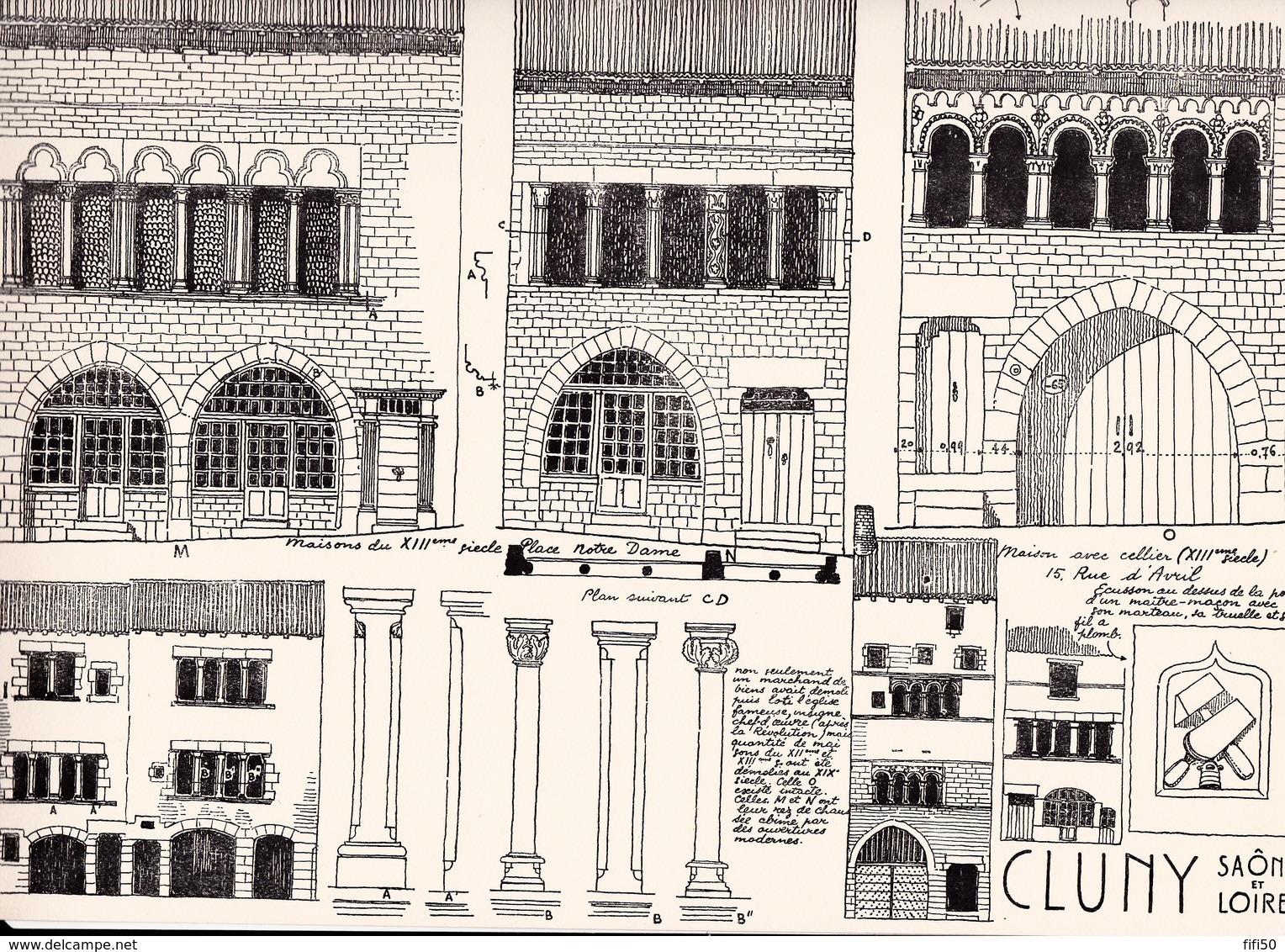 Reproduction D'un Dessin D'architecture Concernant Le Centre Historique De CLUNY - Autres & Non Classés