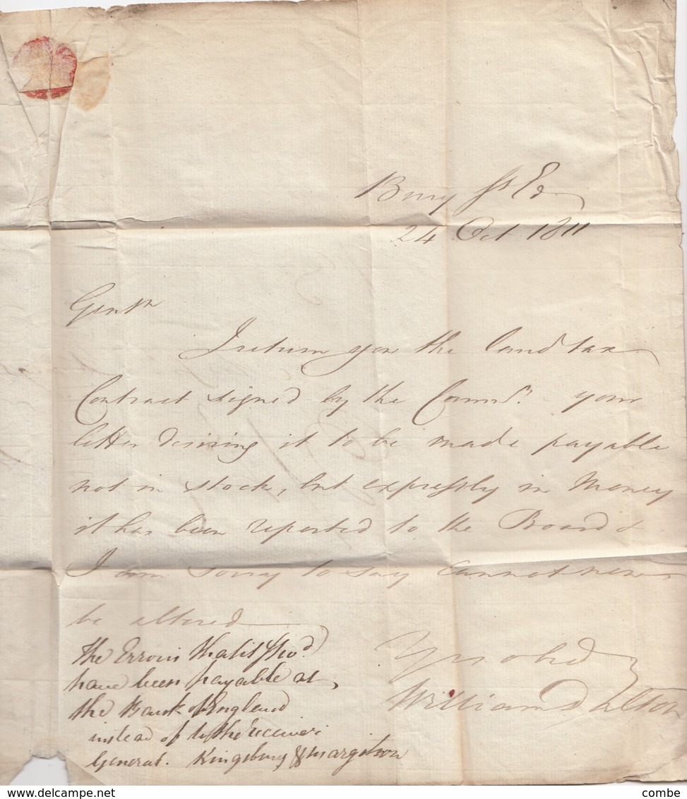 LETTER. BURY 24 AOUT 1811. BURYStEDMONDS TO BUNGAY. SIGNED WILLIAM DALTON - ...-1840 Préphilatélie