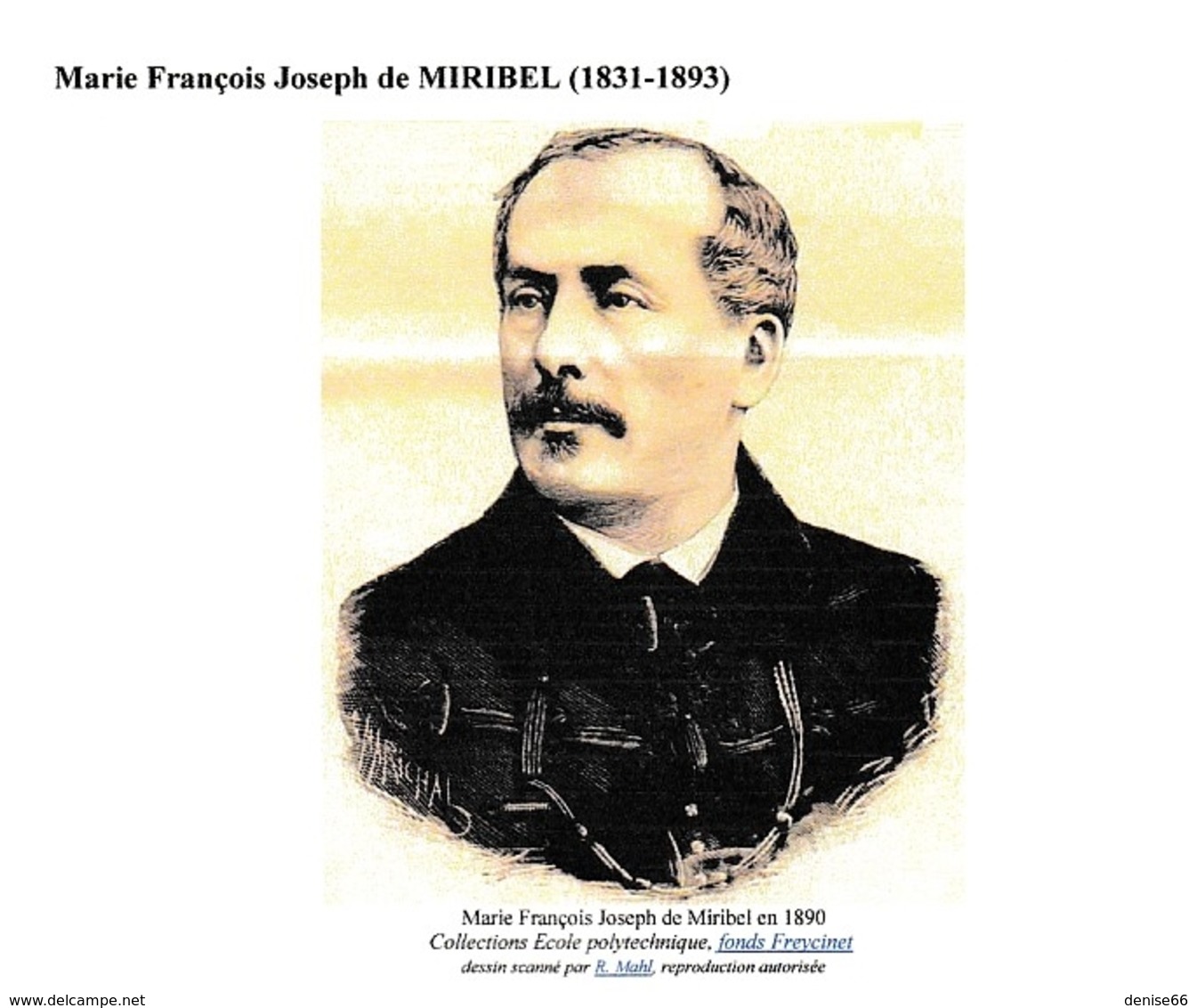 1887 - L.A.S. Général Marie François Joseph De MIRIBEL (1831-1893) - - Documentos Históricos