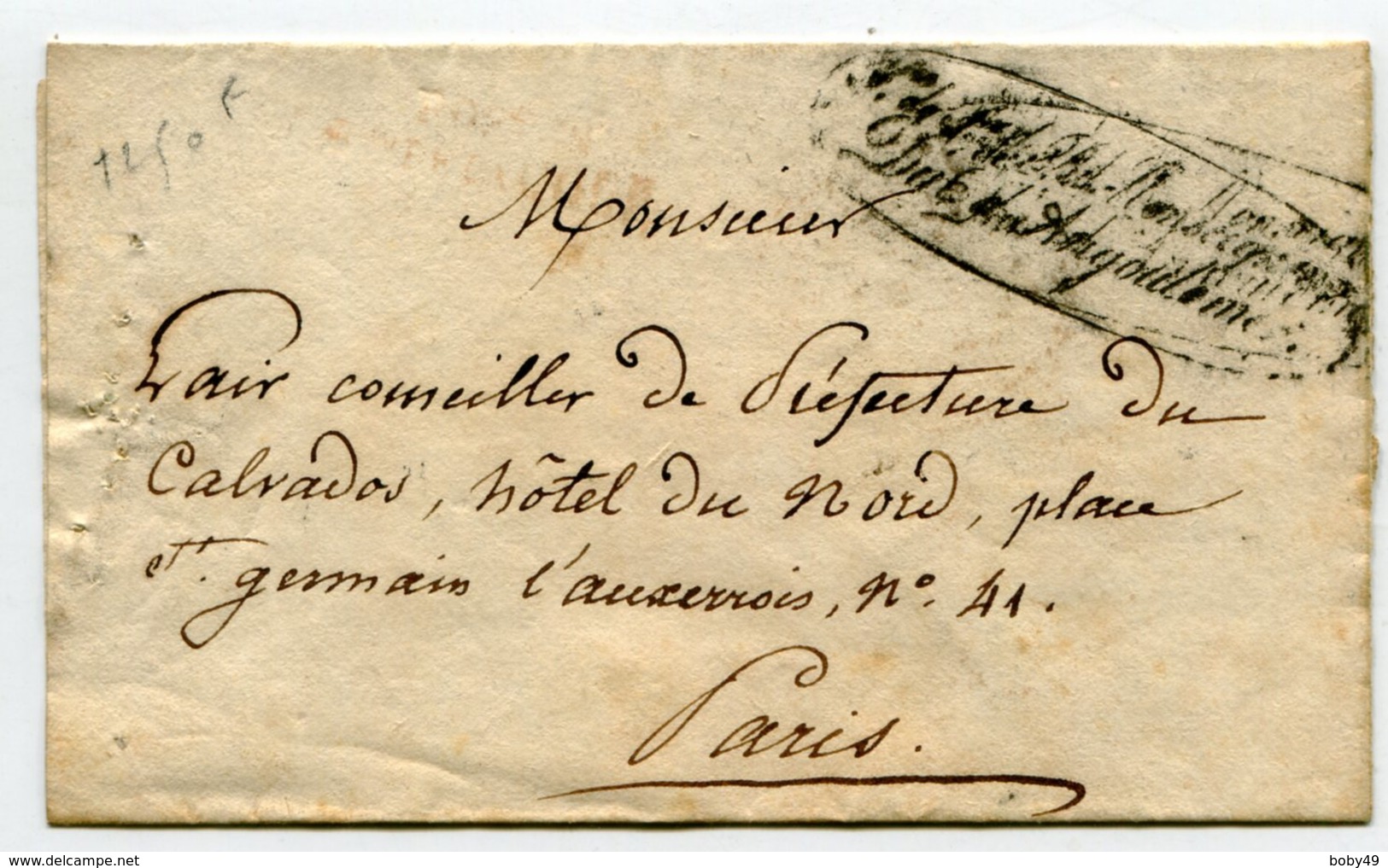 Marque" Service De Son Altesse Royale Monseigneur Duc D'Angouleme"sur LSC Arrivée PARIS 24/02/1818 Senechal N°3629 - 1801-1848: Precursori XIX