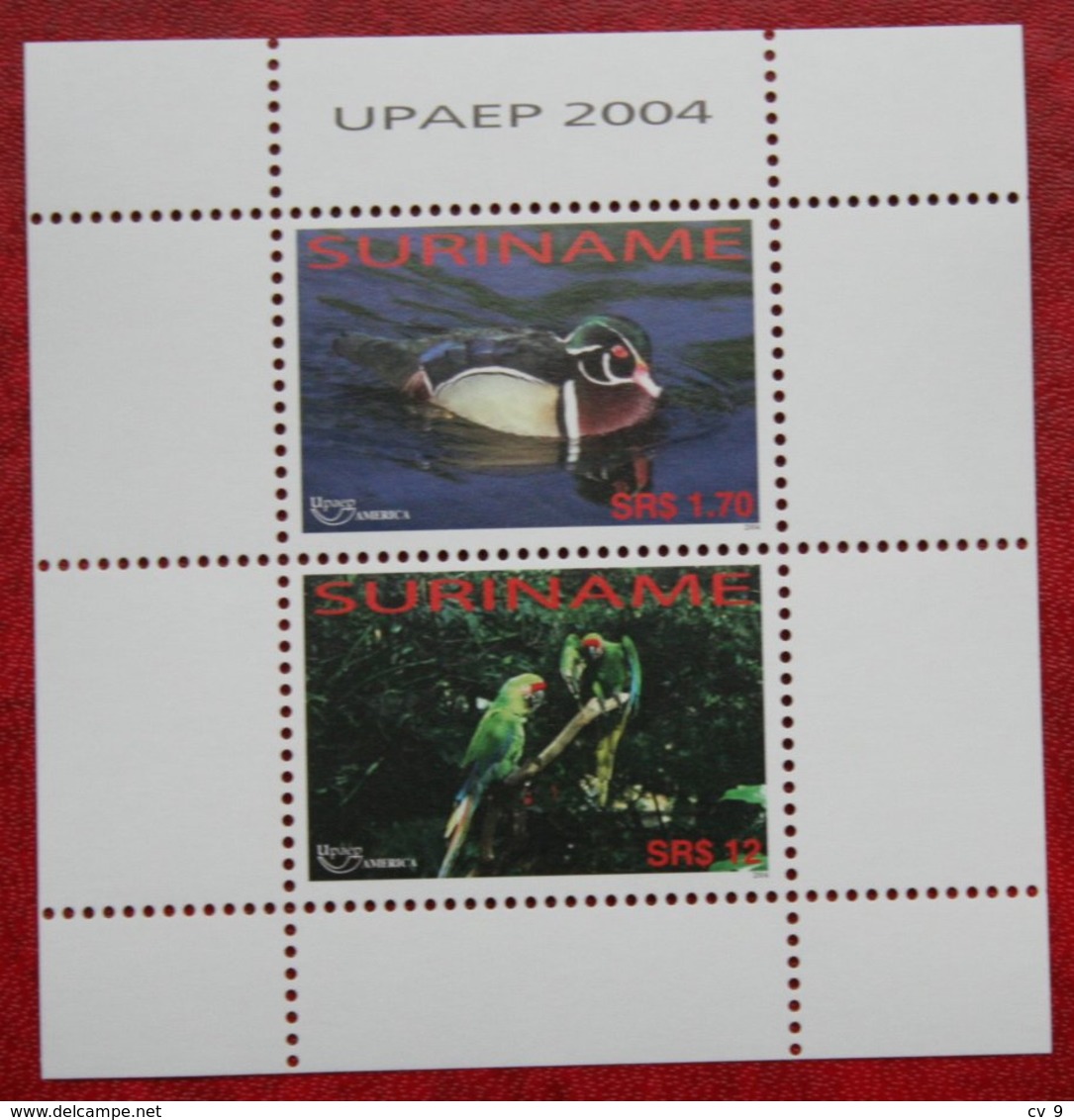 Surinam / Suriname 2004 UPAEP Papegaai Parrot Papegai Papagei Eend Duck (ZBL 1280 Mi Block 95) POSTFRIS / MNH ** - Surinam