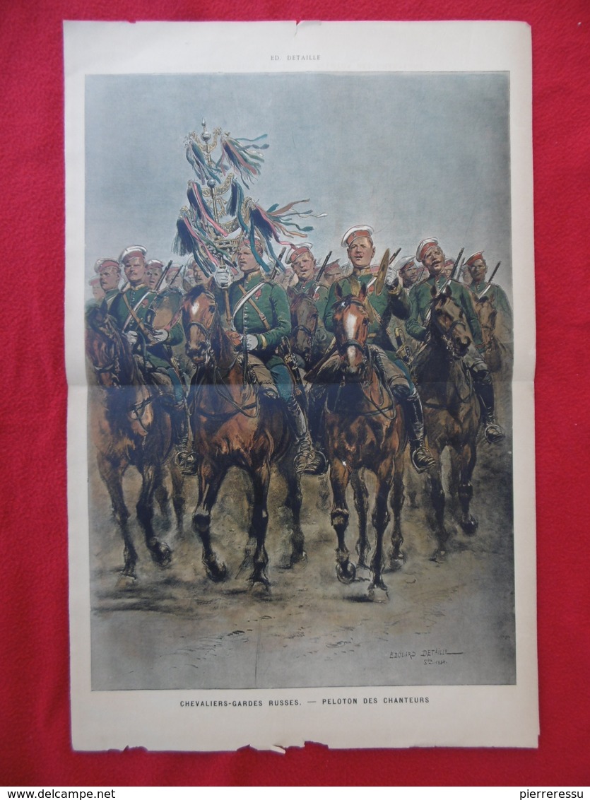AFFICHE CHEVALIERS GARDES RUSSES 1884 Edouard DETAILLE 74 X 47.5 Cm - Affiches