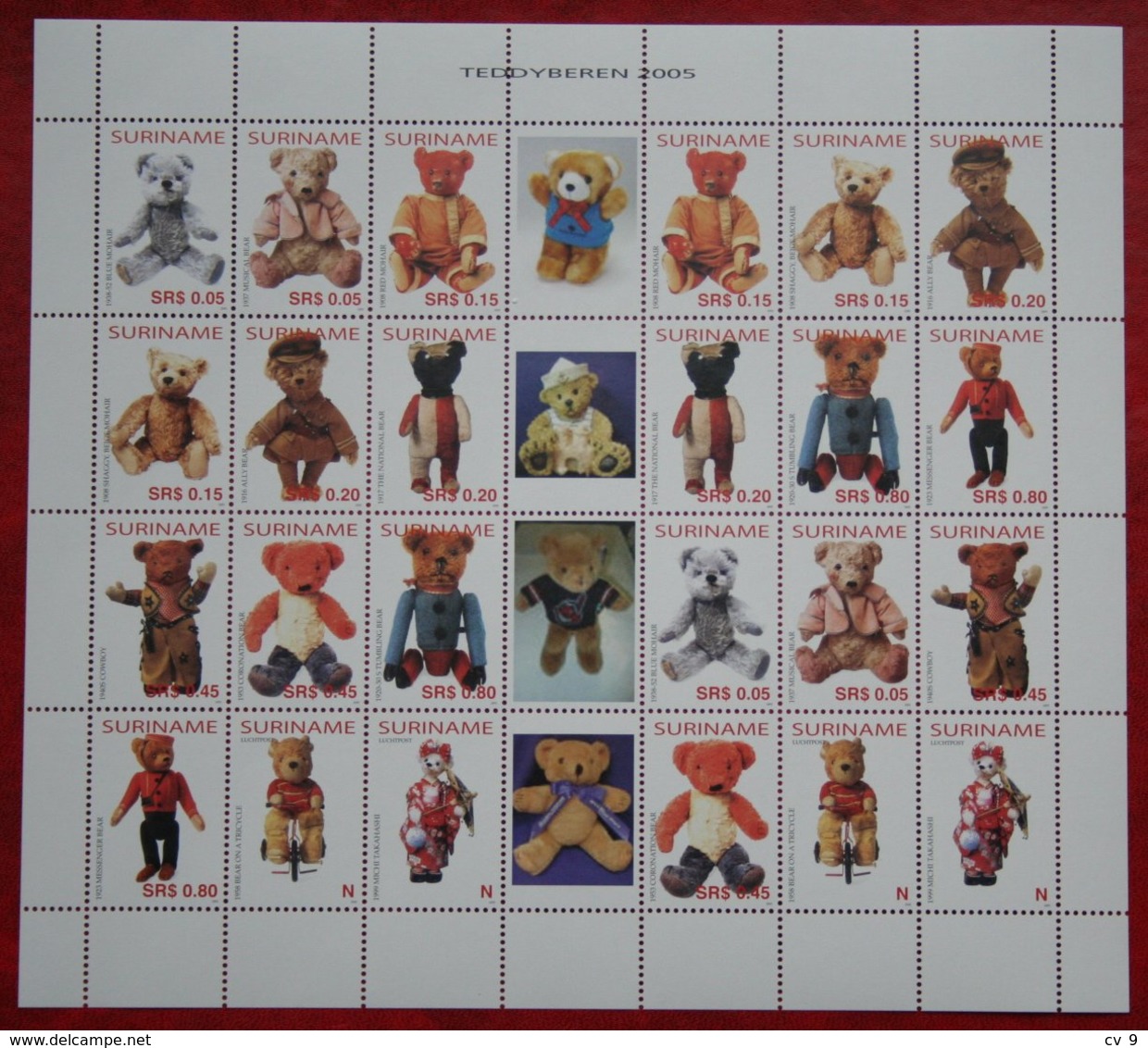 Surinam / Suriname 2005 Beren, Bears, Dolls, Teddybearen Complete Sheet  (ZBL 1308-1319 Mi 1977-1968) POSTFRIS / MNH ** - Suriname