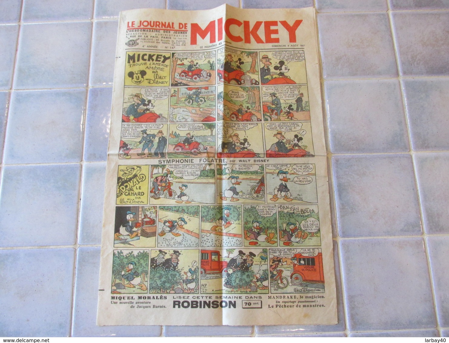 Le Journal De Mickey Dimanche 8 Aout 1937 - Otros & Sin Clasificación