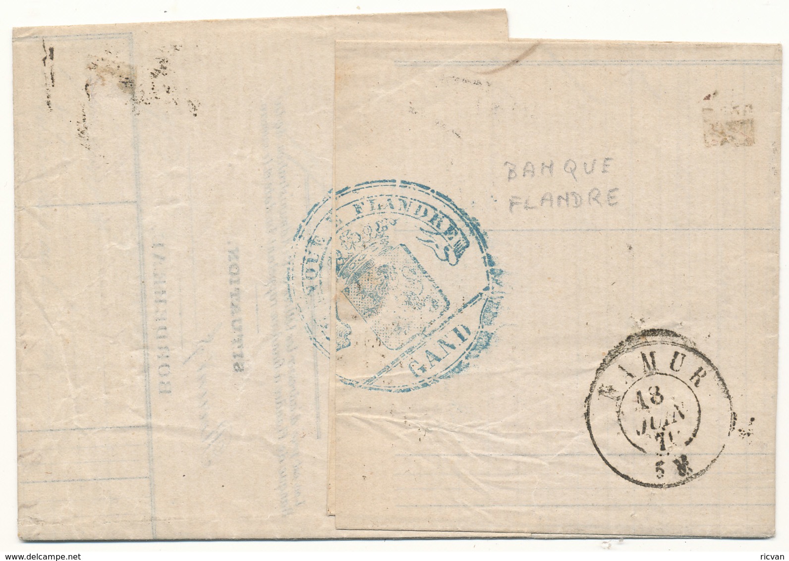 1870 BRIEF VAN GAND(DU) NAAR NAMUR(2-ring) MET COB 30 ZIE SCAN(S) - 1869-1883 Leopoldo II