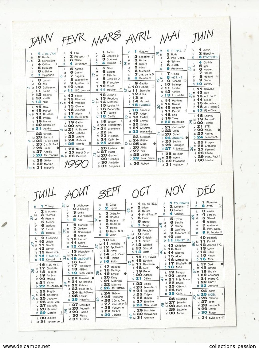Calendrier Petit Format , 1990 , Roger GAGE , Pharmacien , Aquarelle De A. Renoux , LeCERVIN ,3 Scans - Petit Format : 1981-90
