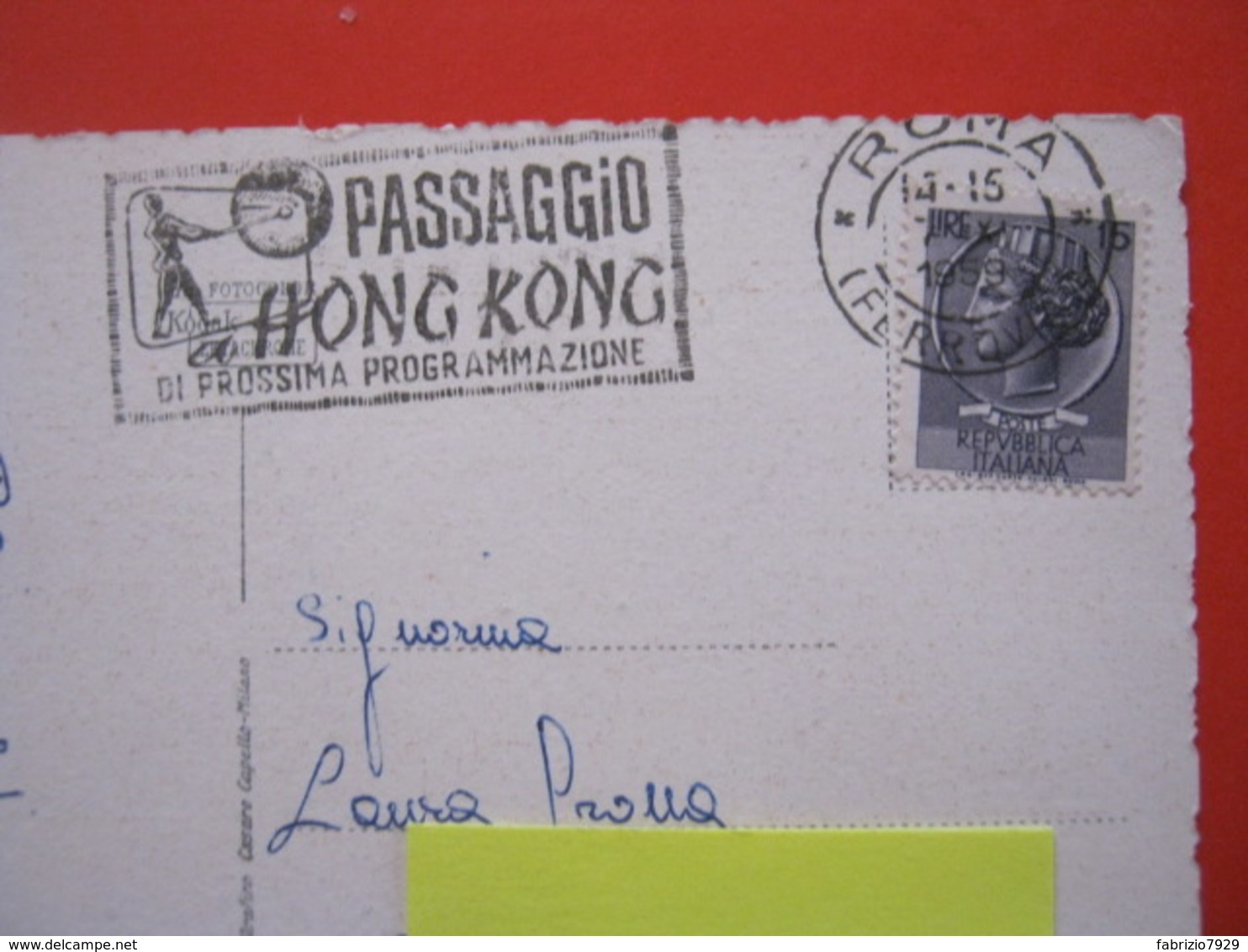 A.01 ITALIA ANNULLO TARGHETTA - 1959 ROMA FILM CINEMA PASSAGGIO A HONG KONG GONG CARD CHIESA S. MARIA MAGGIORE - Cinema