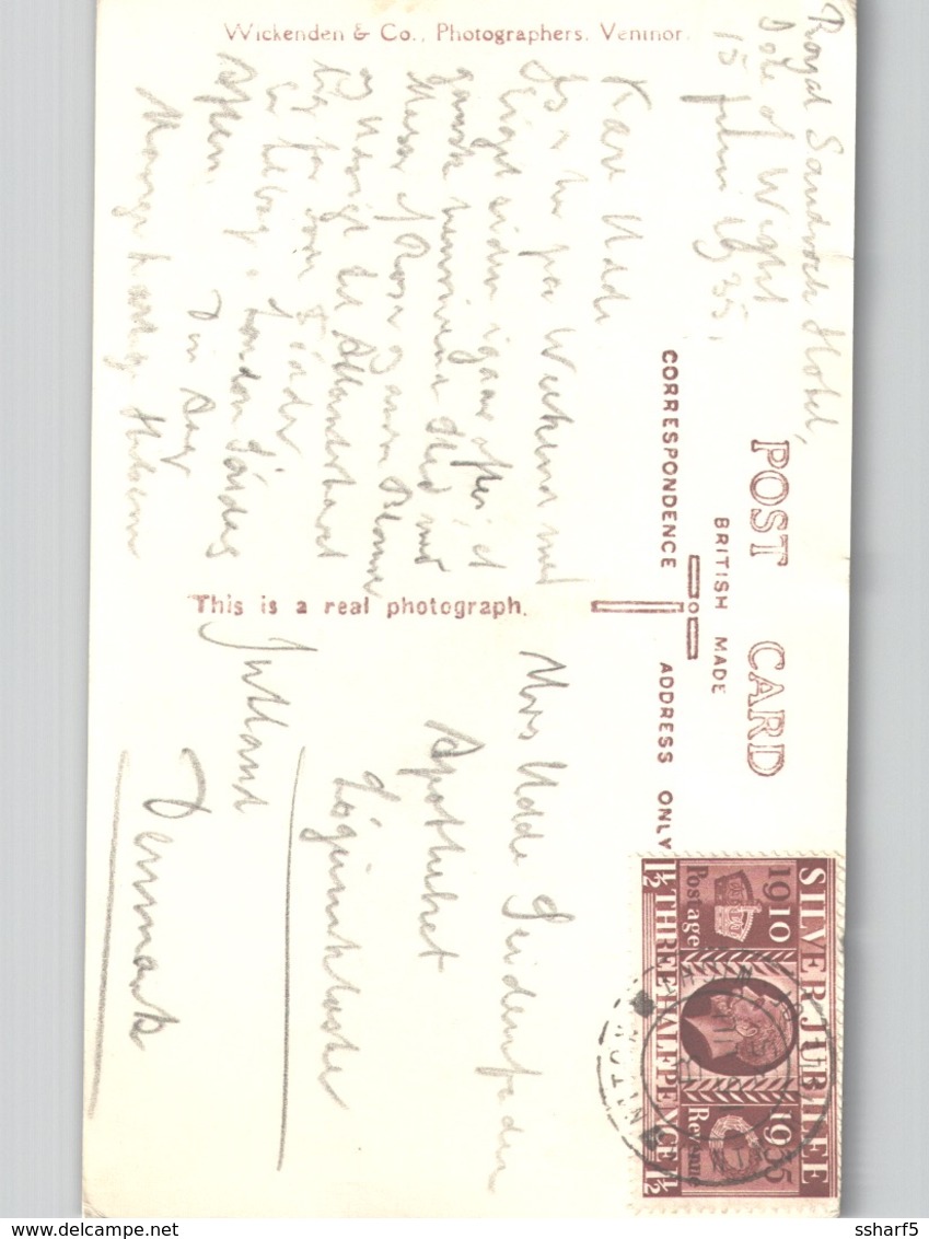 The Royal Sandrock Hotel, Niton, Isle Of Wight RPPC Sent 1935 With Silver Jubilee Stamp 1 1/2 C Nicely Cancelled - Sonstige & Ohne Zuordnung