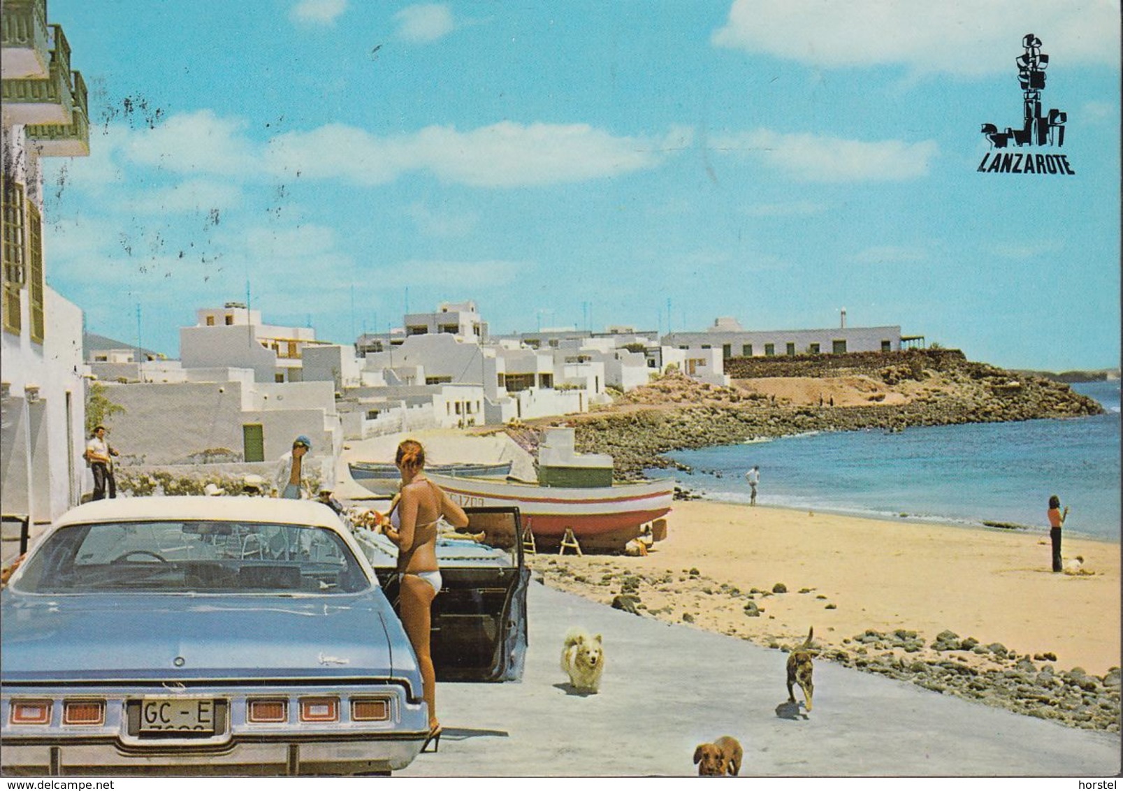 Spanien - Lanzarote -  Playa Blanca - Beach - US Car - Bikini Girl - Nice Stamp - Lanzarote