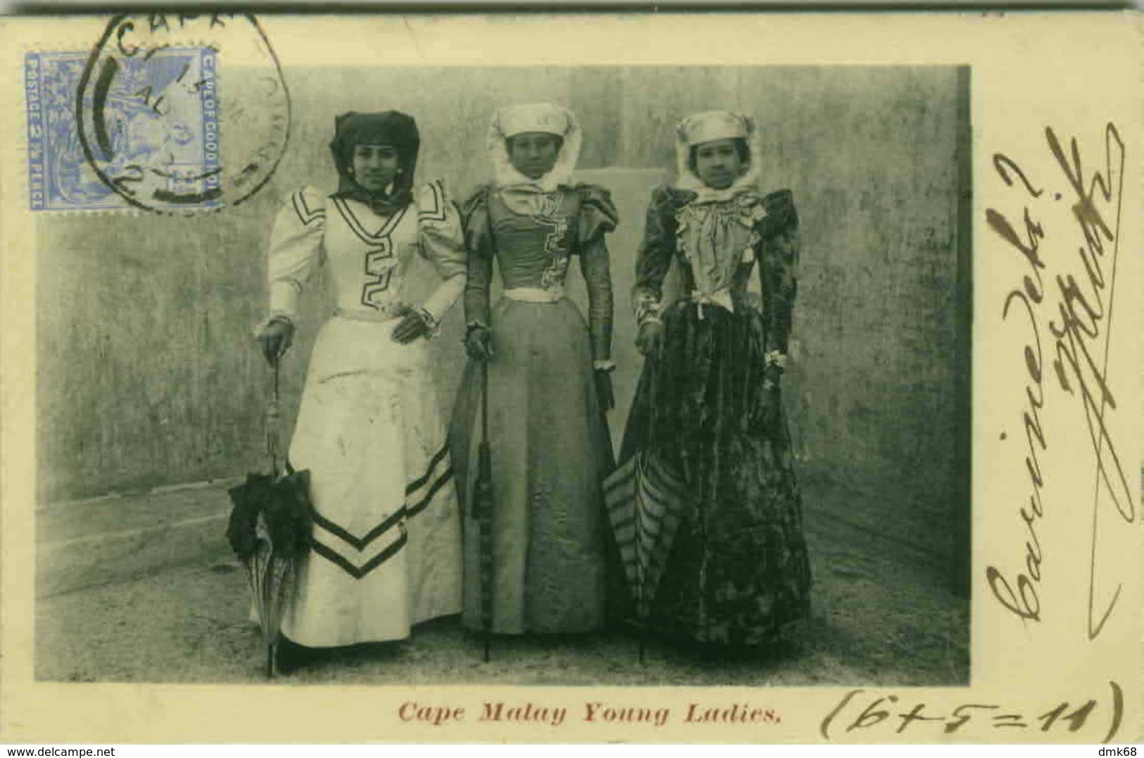 SOUTH AFRICA - CAPE MALAY YOUNG GIRLS - POSTMARK ITALIAN CONSULATE 1900s (BG977) - Sud Africa