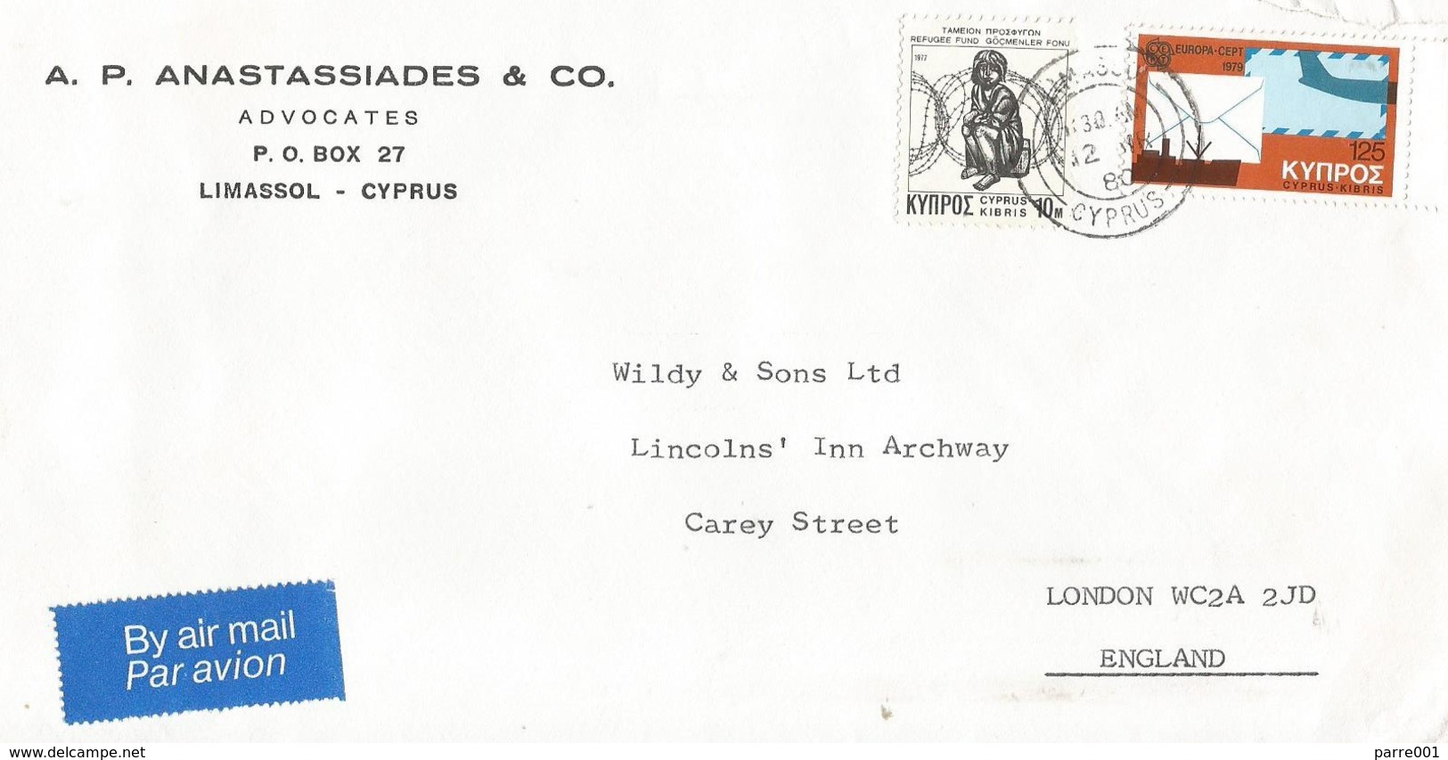 Cyprus 1980 Limassol EUROPA CEPT Communications Cover - 1979