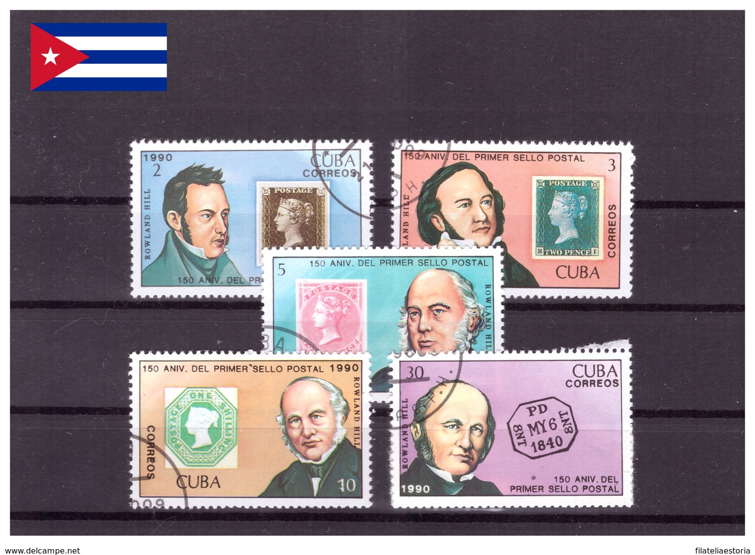 Cuba 1990 - Oblitéré - Rowland Hill - Timbres Sur Timbres - Michel Nr. 3382-3386 (cub360) - Used Stamps