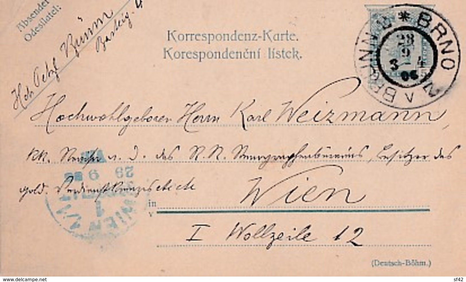 ENTIER 5 HELLER AVEC CACHET BRUNN  2  BRNO 1896 - Tchéquie