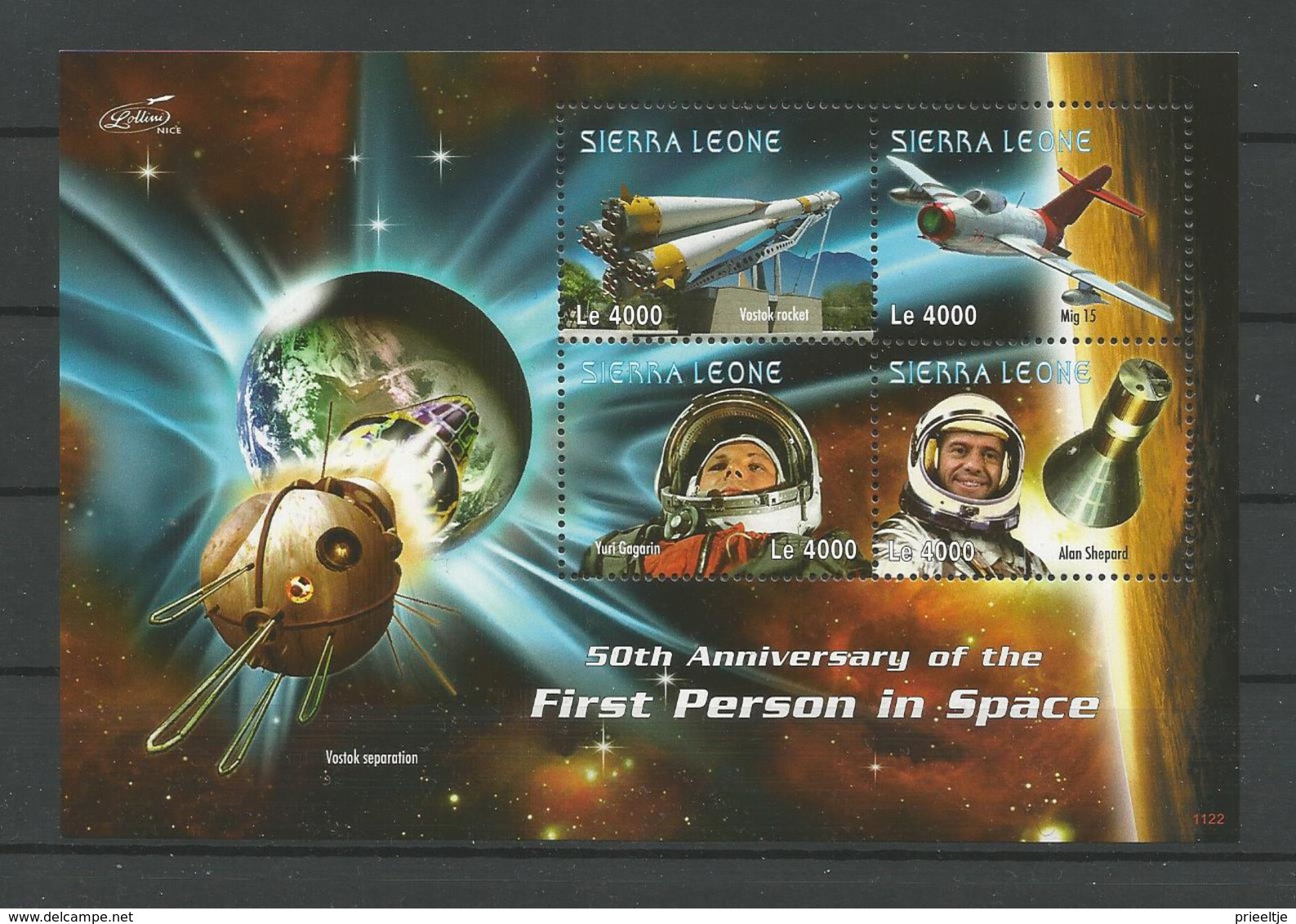 Sierra Leone 2011 50th Anniv. 1st Person In Space Vostok Sheet  Y.T. 4631/4634 ** - Sierra Leone (1961-...)