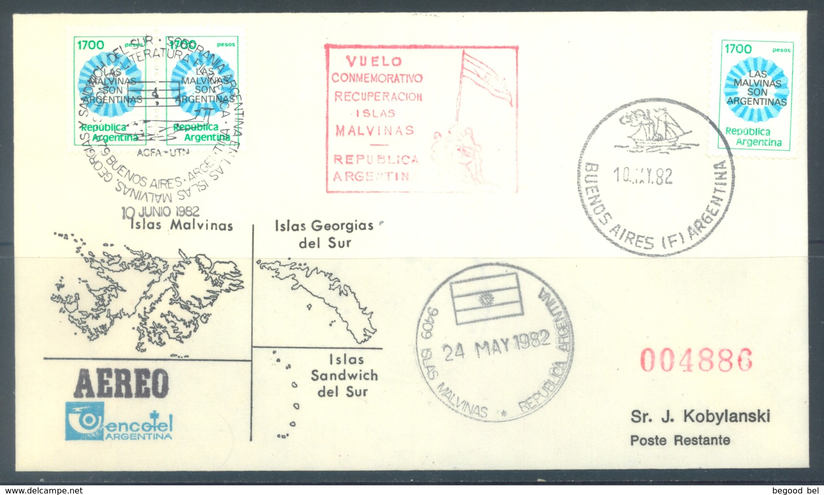 ARGENTINA  - 1982 - RECUPERACION ISLAS MALDIVAS   - SPECIAL FLIGHT COMMEMORATION - Lot 18473 - Lettres & Documents