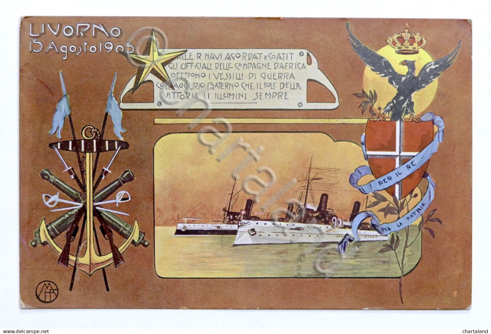 Cartolina Militaria Colonialismo Marina - Livorno - Vessili Di Guerra - 1905 - Altri & Non Classificati