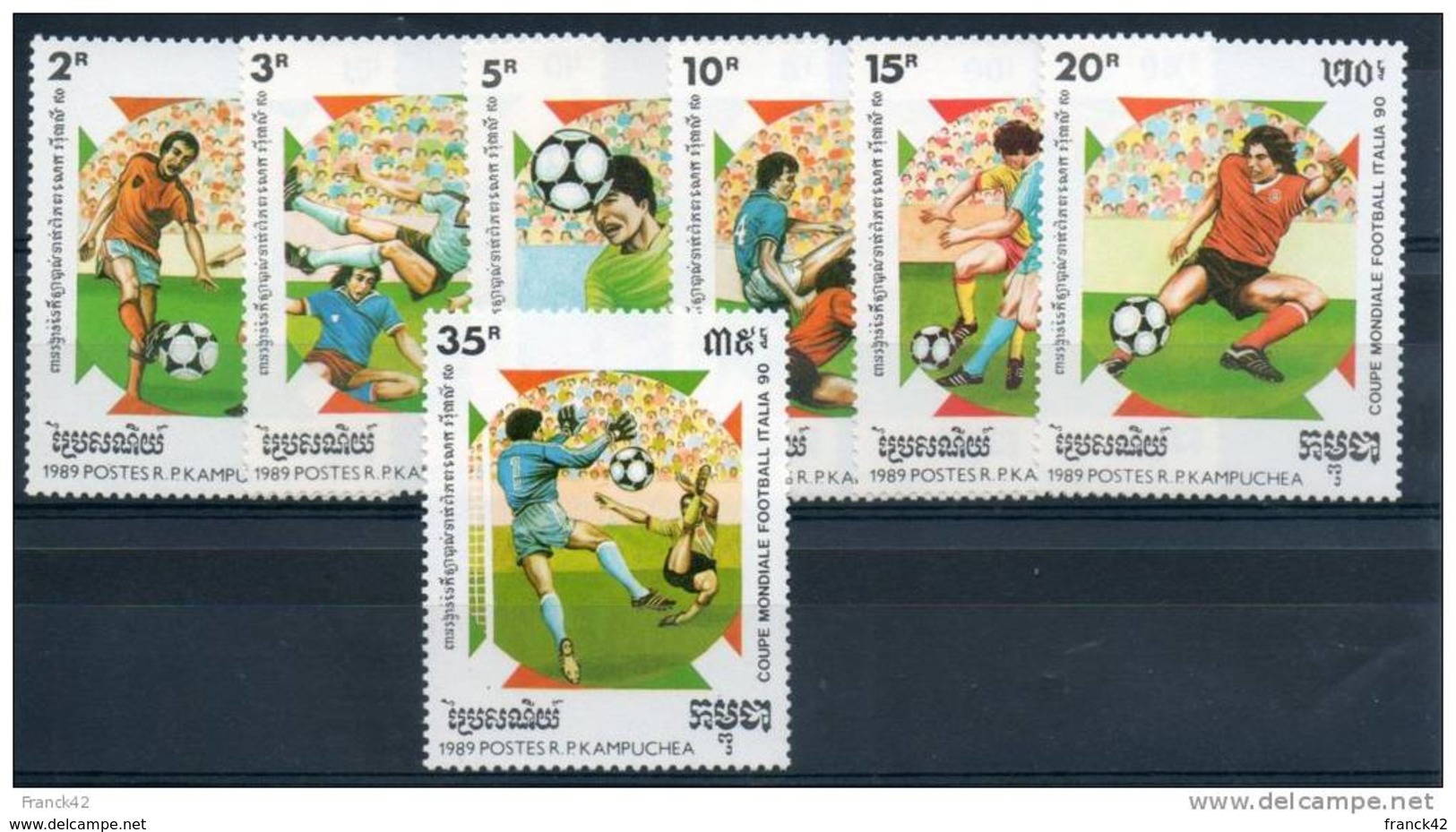 Kampuchéa. Coupe Du Monde De Football 1990. Série De 7 Timbres Neufs ** - Kampuchea