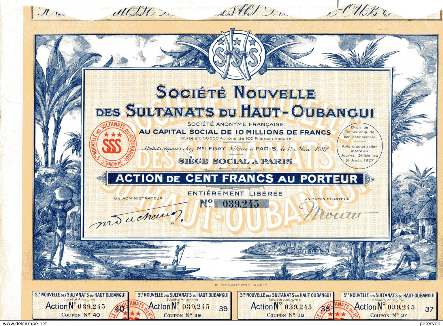 SOCIÉTÉ NOUVELLE Des SULTANATS Du HAUT-OUBANGUI - Africa