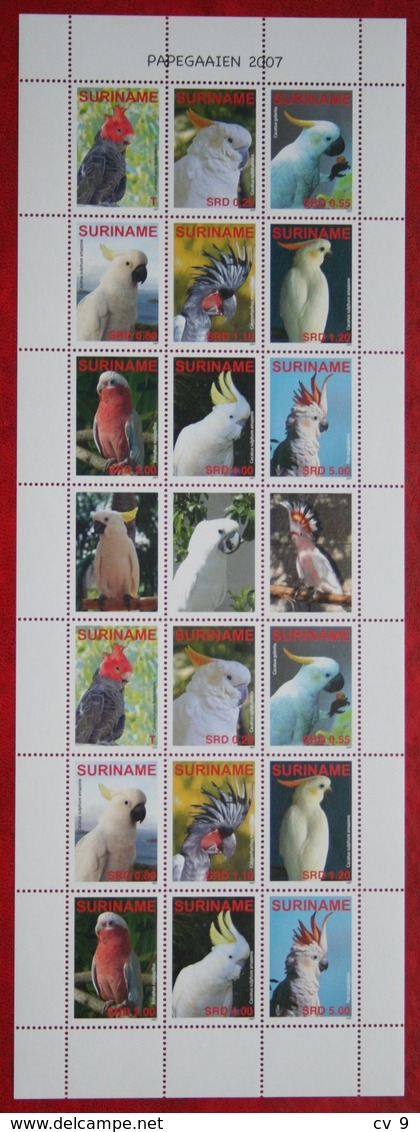 Surinam / Suriname 2007 Birds Vogels Oiseaux Pajaros Papegaai Parrot Papagei (ZBL 1449-1457 Mi 2120 ) POSTFRIS / MNH ** - Suriname