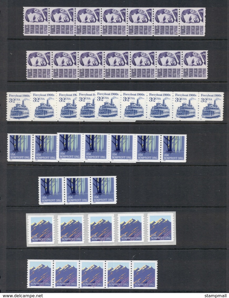 USA 1960's On Coil Assortment, Strips & Pairs, Most MUH, Some Plate Numbers 9 Scans - Unused Stamps