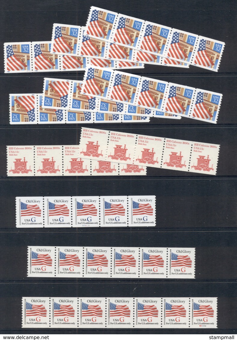 USA 1960's on Coil Assortment, strips & pairs, most MUH, some plate numbers 9 scans