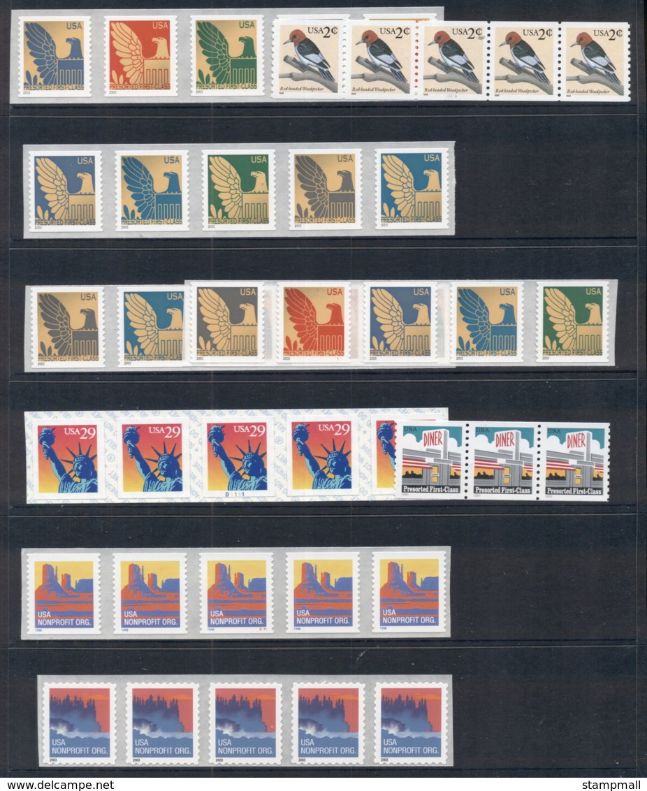 USA 1960's on Coil Assortment, strips & pairs, most MUH, some plate numbers 9 scans