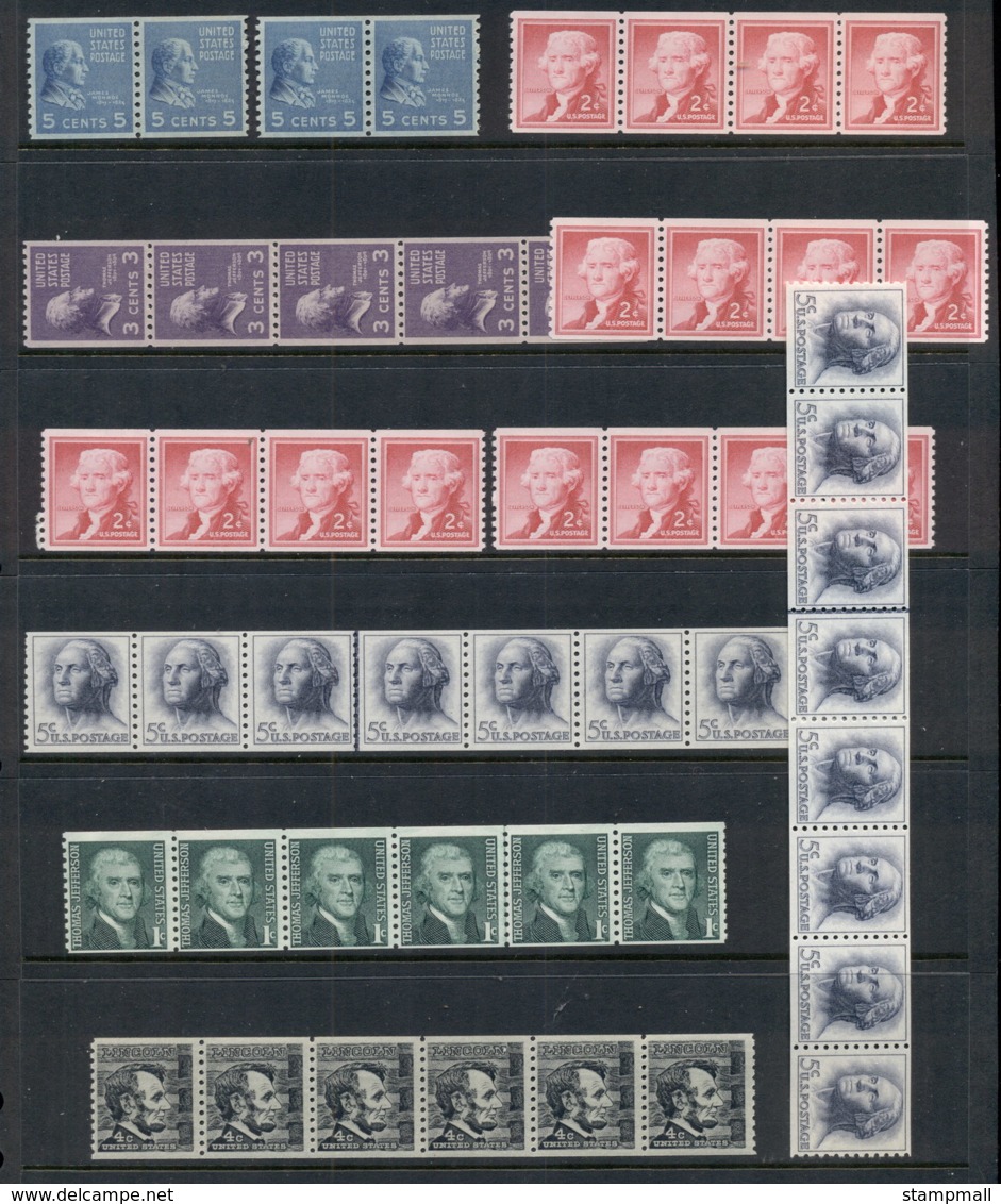 USA 1960's on Coil Assortment, strips & pairs, most MUH, some plate numbers 9 scans