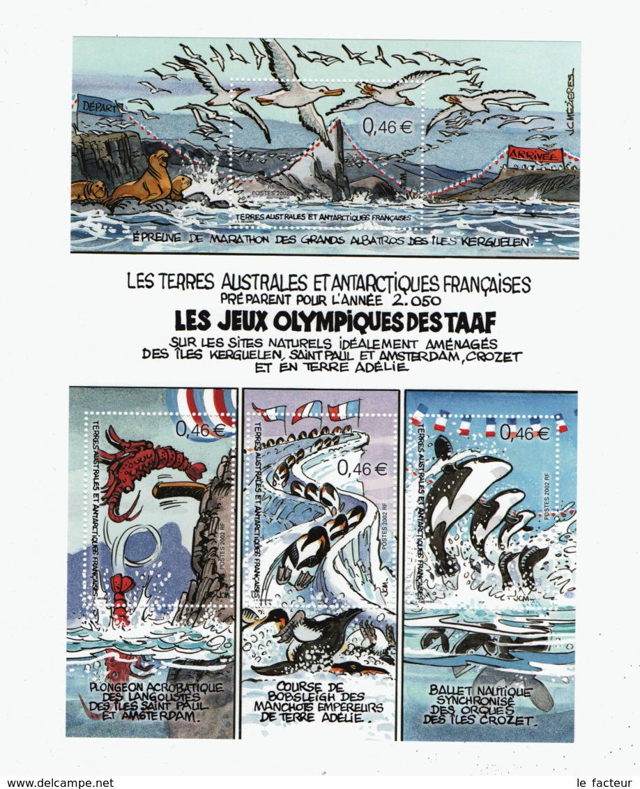 VP4L9 TAAF FSAT Antarctique Antarctic Neuf°° MNH Bloc 7  Bande Dessinée Jeux Olympiques 2002 - Blocchi & Foglietti