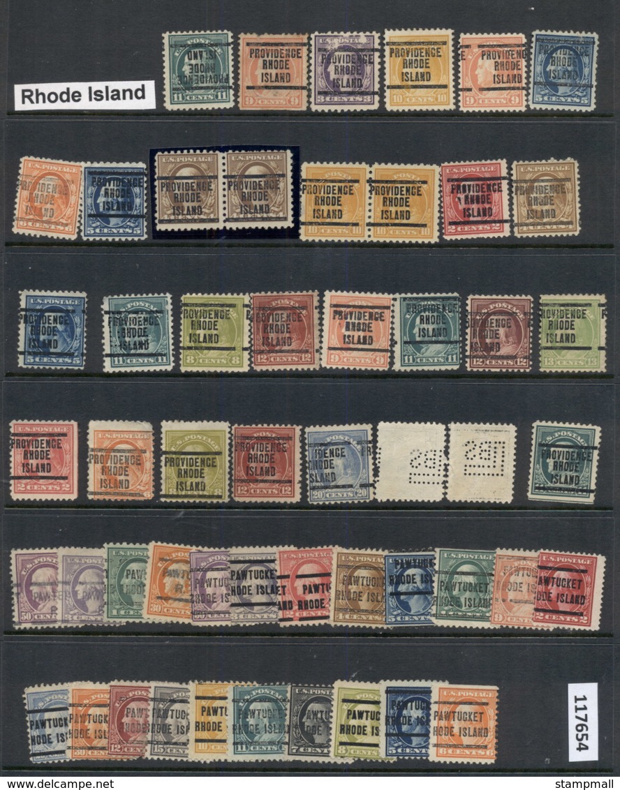 USA 1908-1919 Washington Franklin Precancels T&C Assortment, Rhode Island - Used Stamps