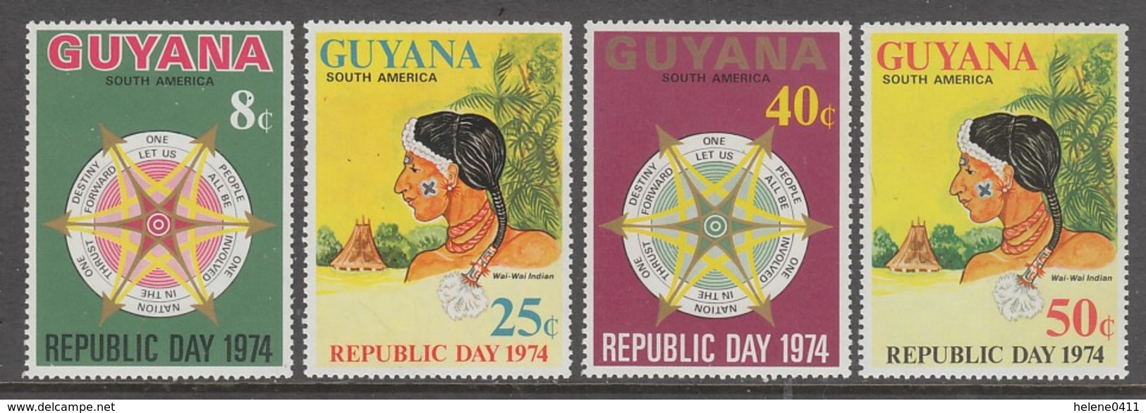 SERIE NEUVE DU GUYANA - JOURNEE DE LA REPUBLIQUE N° Y&T 432 A 435 - Guyana (1966-...)