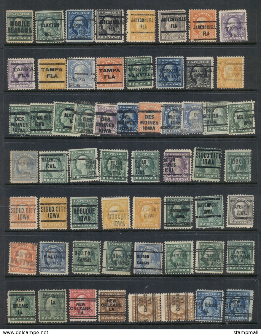 USA 1908-1919 Washington Franklin Precancels T&C Assortment, Mississippi 2 Scans - Used Stamps