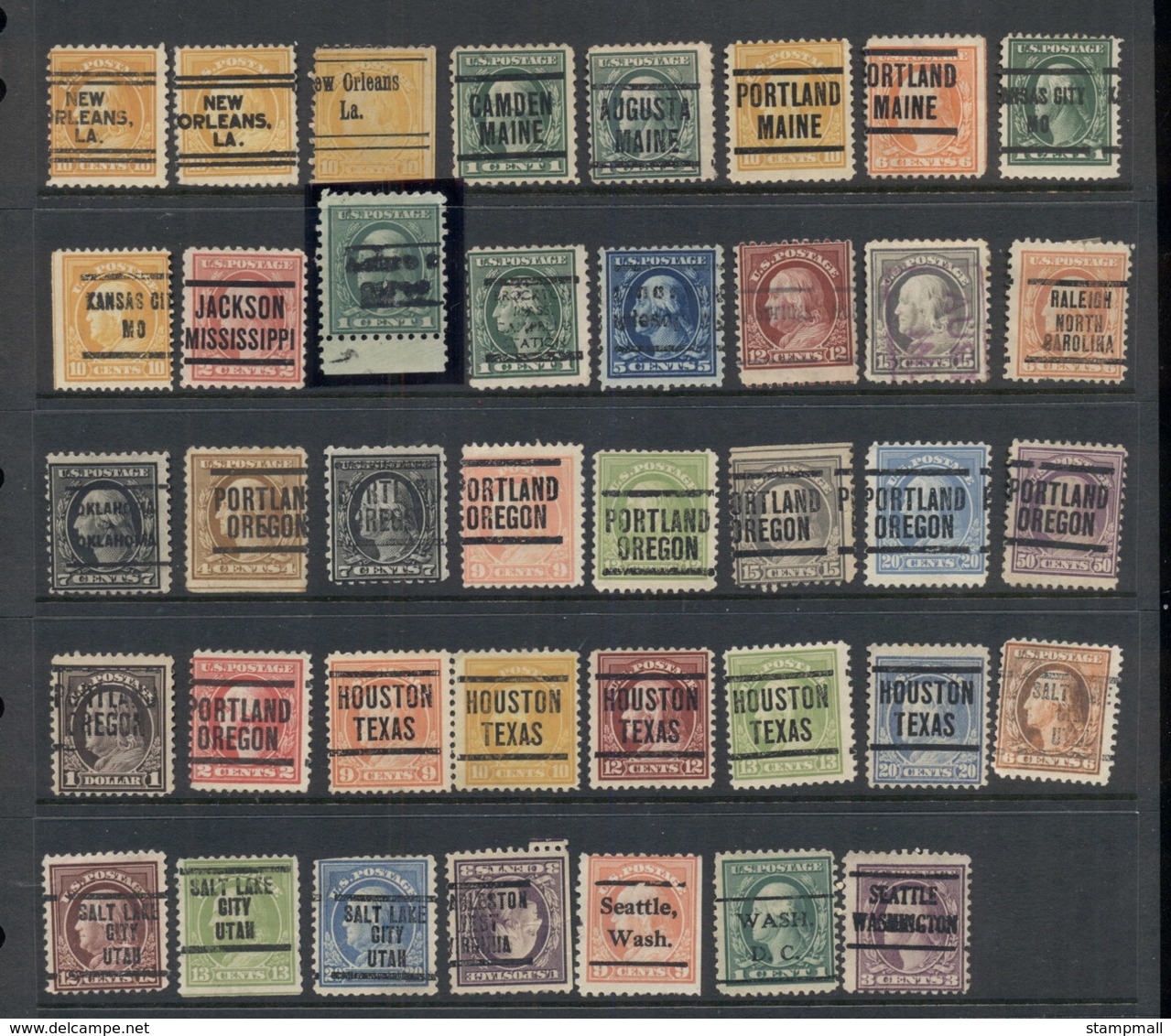 USA 1908-1919 Washington Franklin Precancels T&C Assortment, Mississippi 2 Scans - Used Stamps