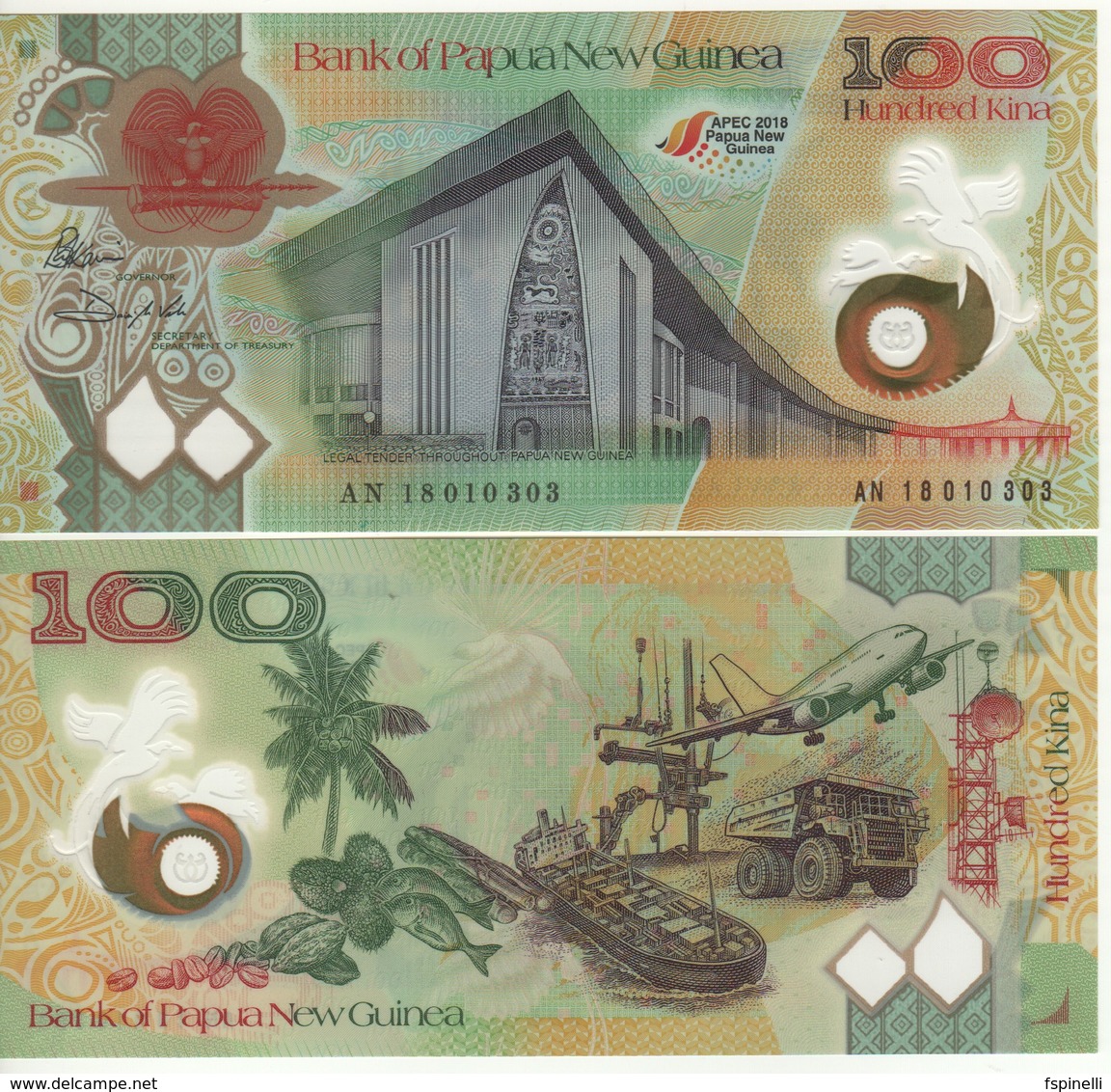 PAPUA NEW GUINEA  100 Kina " New Commemorative 2018"  Polymer     UNC - Papouasie-Nouvelle-Guinée