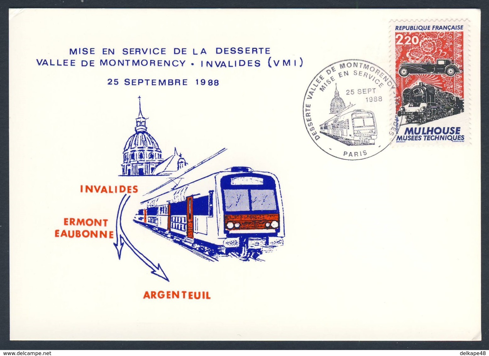 France Rep. Française 1988 Card / Karte / Carte - Mise En Service Vallee De Montmorency - Invalides / Inbetriebnahme - Treinen