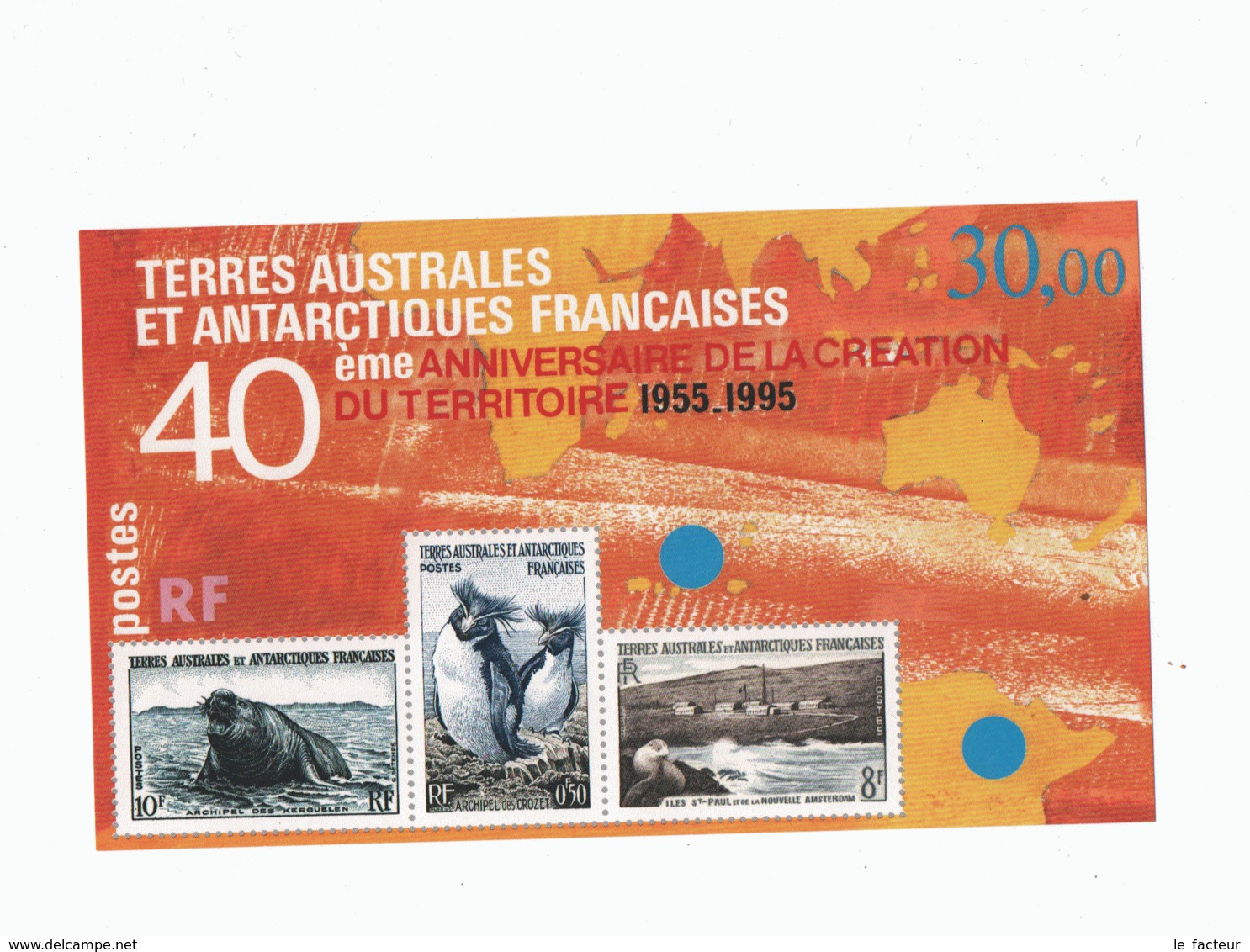 VP4L9 TAAF FSAT Antarctique Antarctic Neuf°° MNH 1995 Bloc 2  40eme Anniversaire - Blocks & Sheetlets
