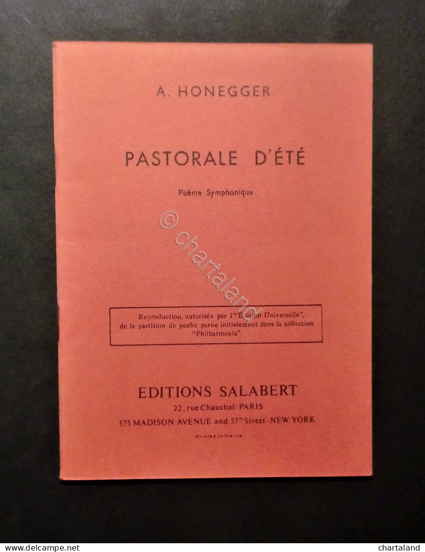 Musica Spartiti - A. Honegger - Pastorale D'ètè - Orchestra - 1922 - Non Classificati