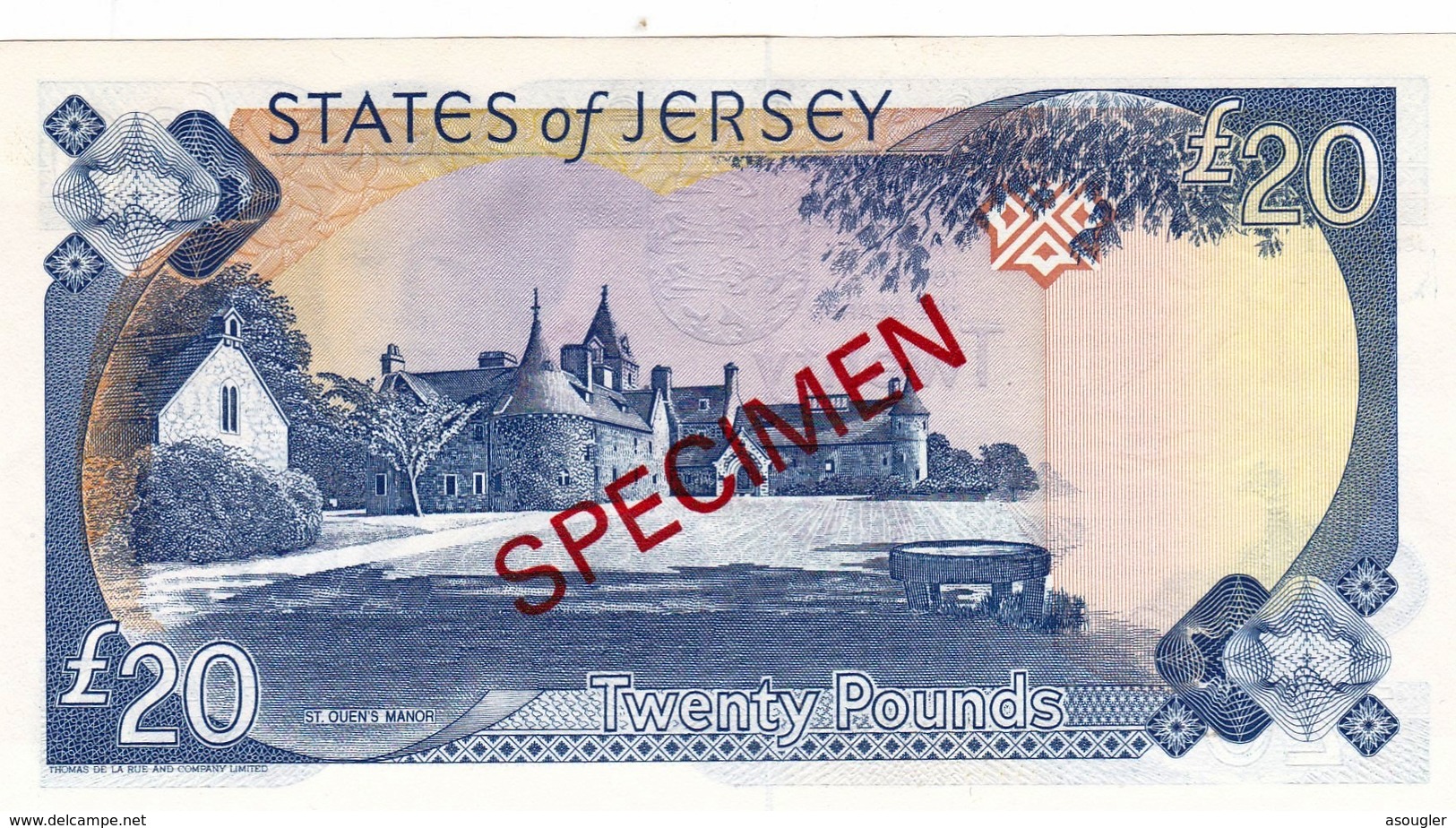 JERSEY 20 POUNDS ND 1989 SPECIMEN UNC P-18s "free Shipping Via Registered Air Mail" - Jersey